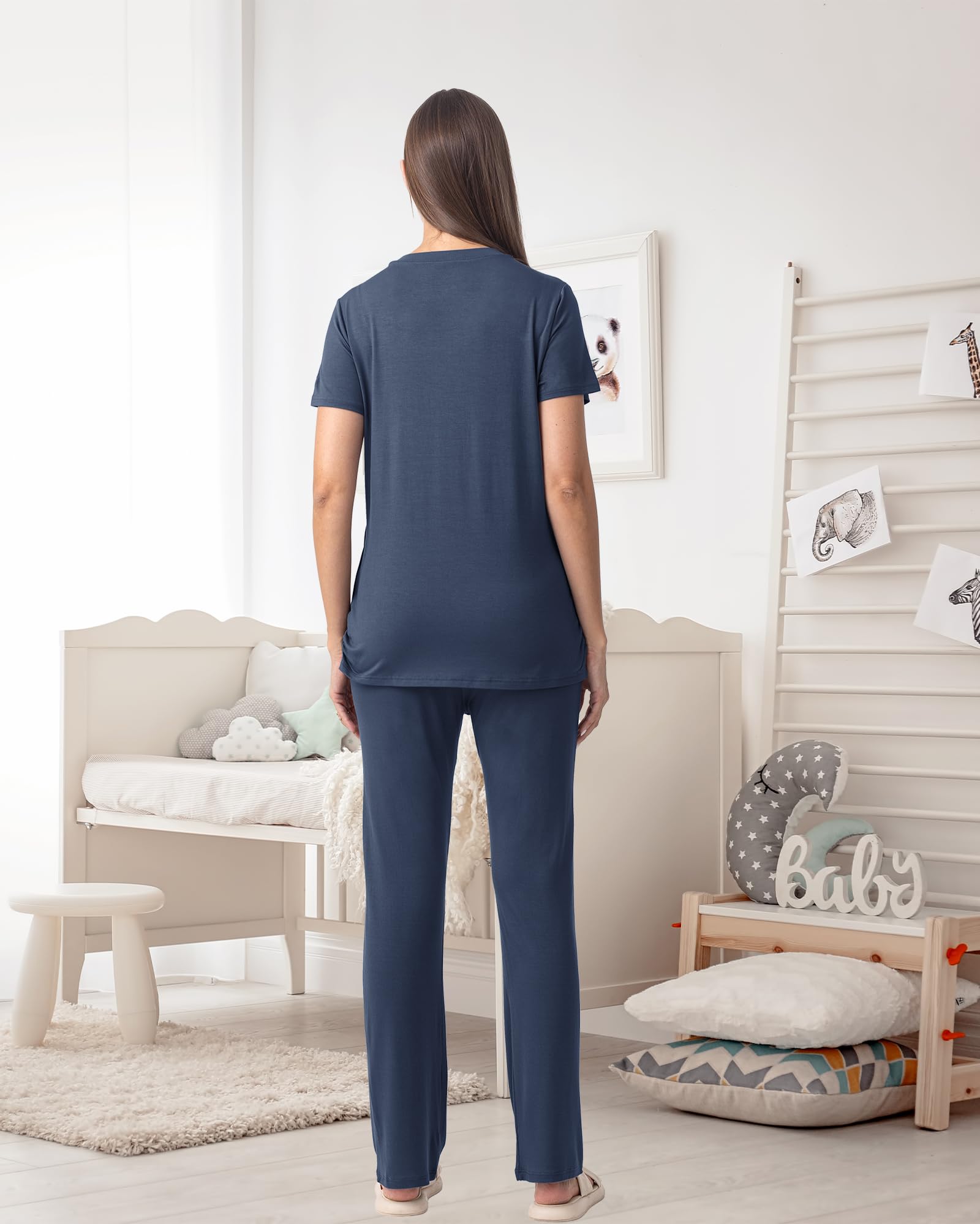 Rnxrbb 3 Piece Women's Maternity Nursing Pajamas Set