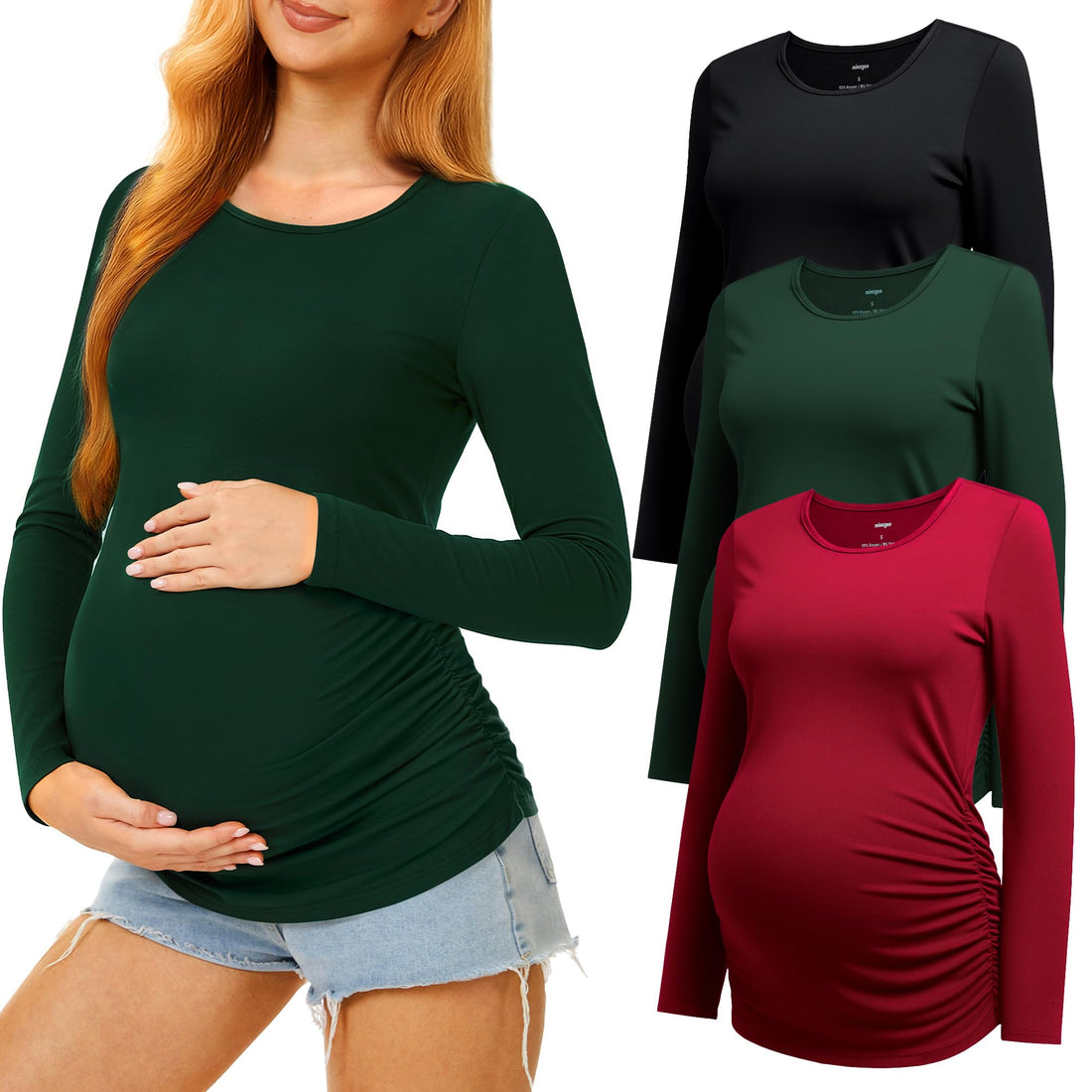 MIRAZEN 3 Pack Maternity Shirts Long Sleeve for Women