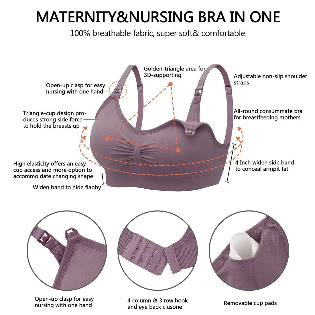 Angelhood 5 Pack Womens Maternity Breastfeeding Nursing  Bra