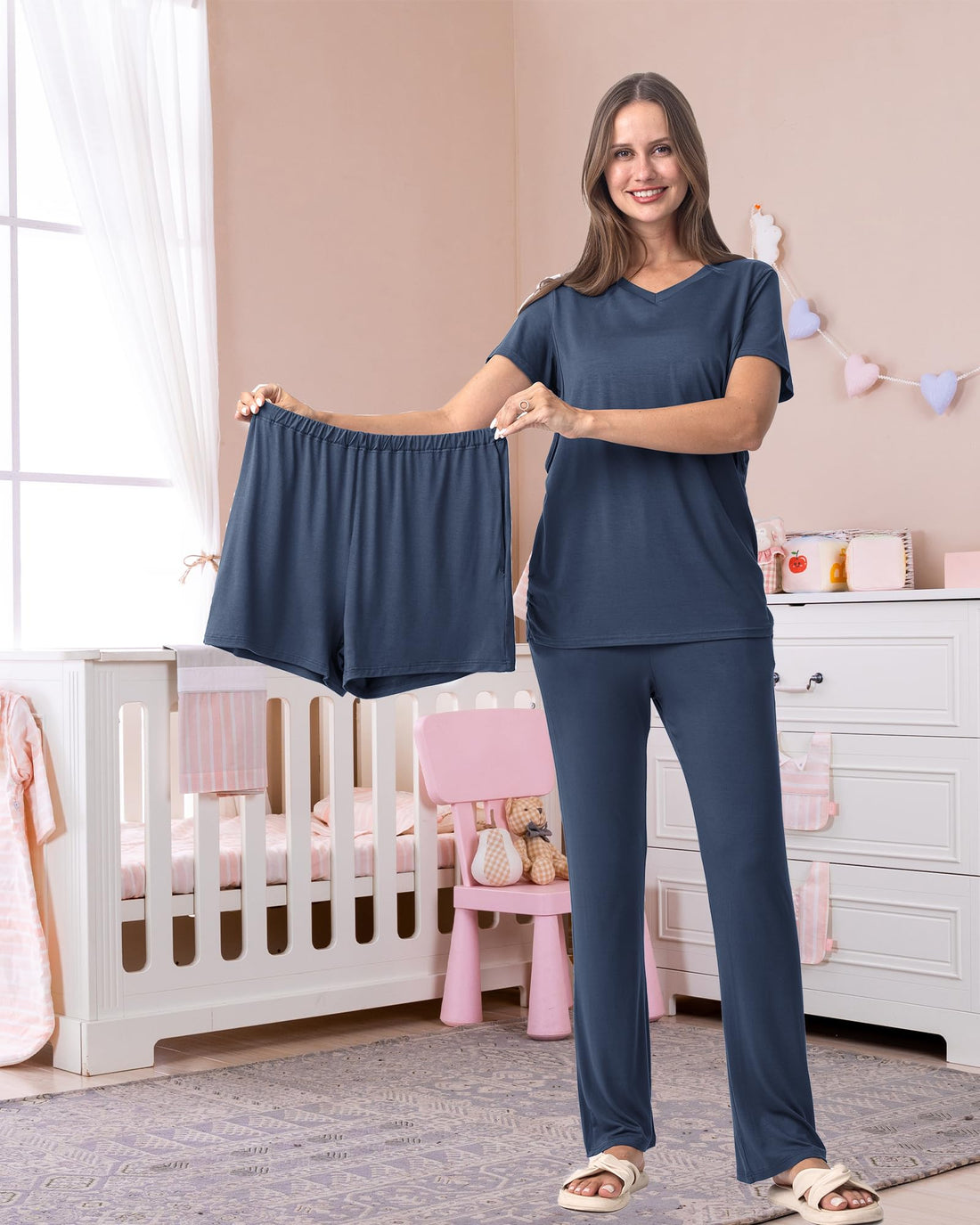 Rnxrbb 3 Piece Women's Maternity Nursing Pajamas Set