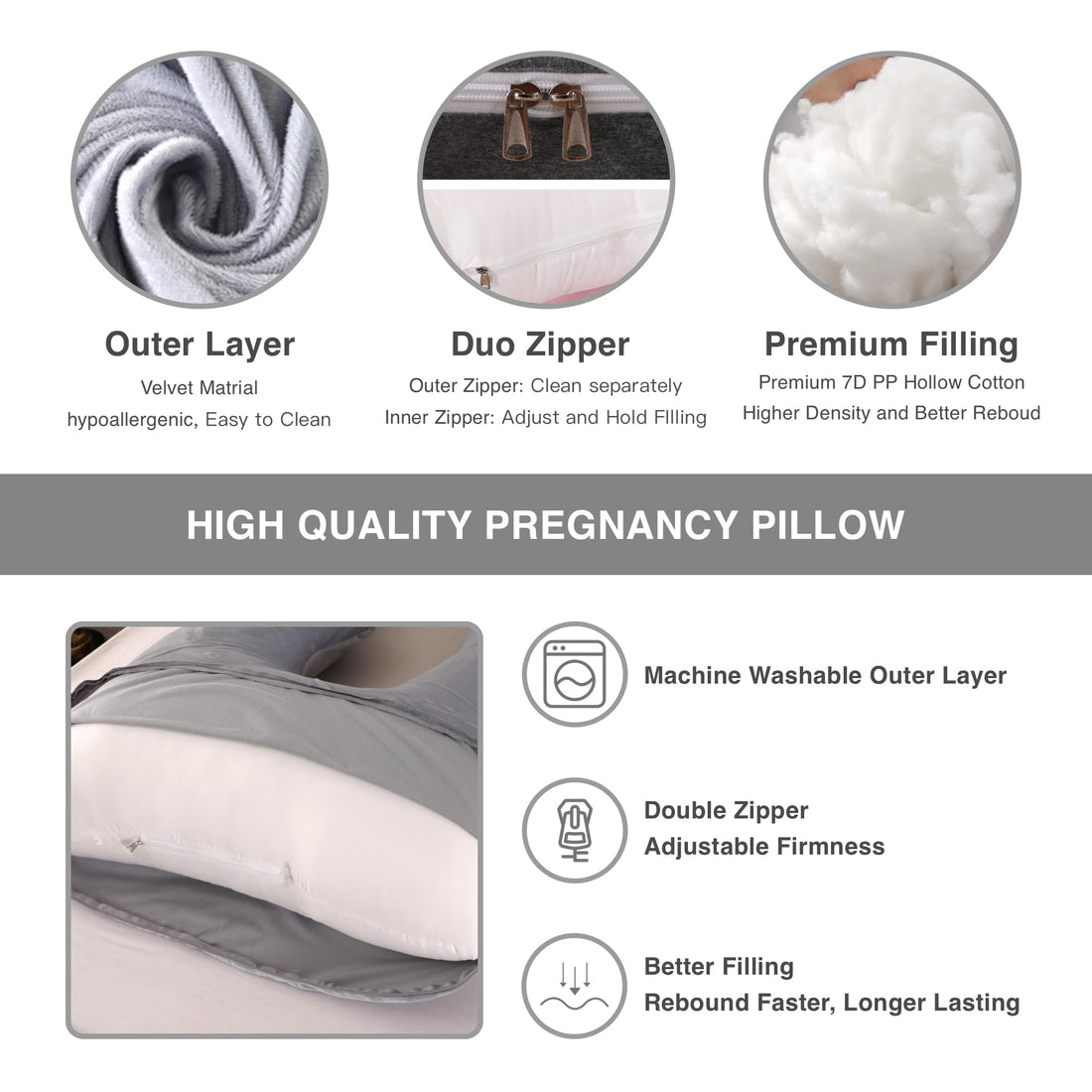 ALLOPERA Pregnancy Pillow, Full Body 57 Inch Maternity Pillow