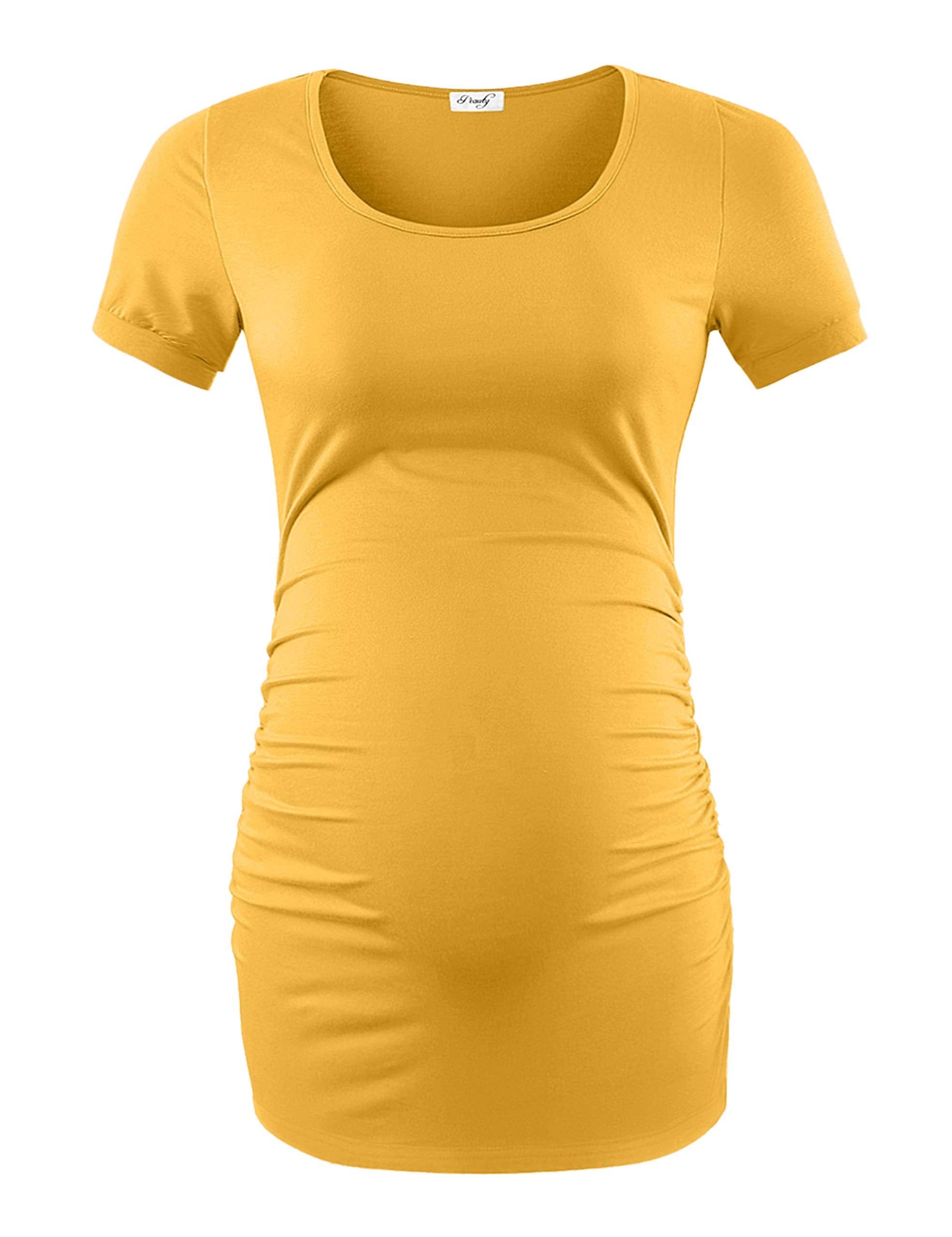 Peauty White Maternity Tops  for Women Side Ruched T Shirts