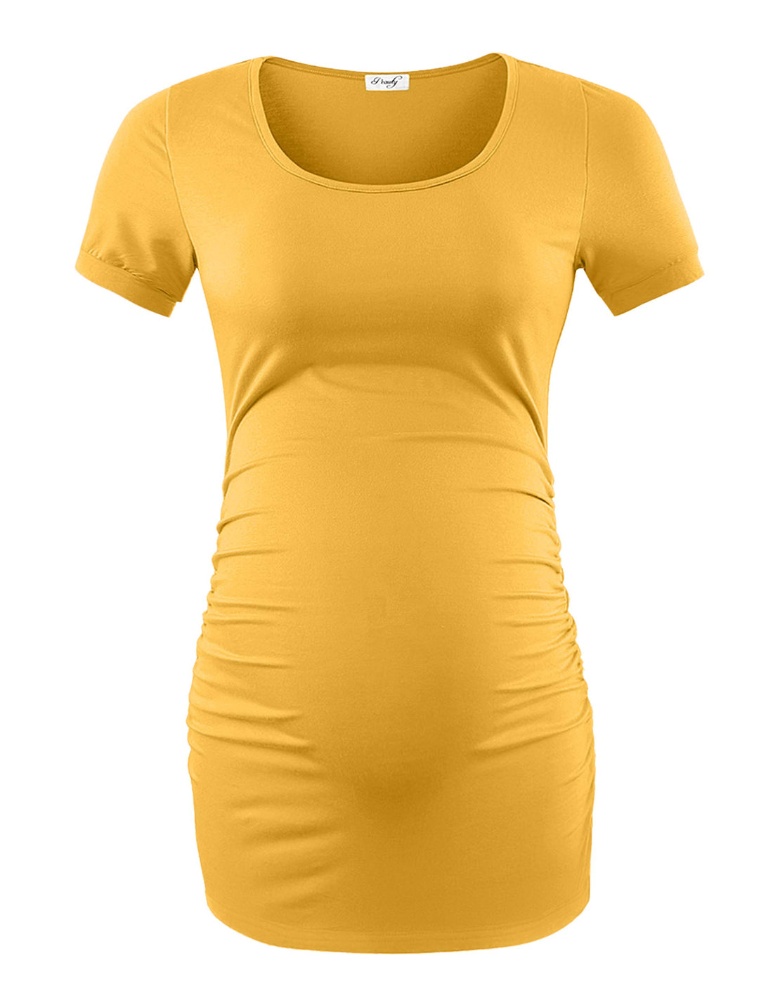 Peauty White Maternity Tops  for Women Side Ruched T Shirts