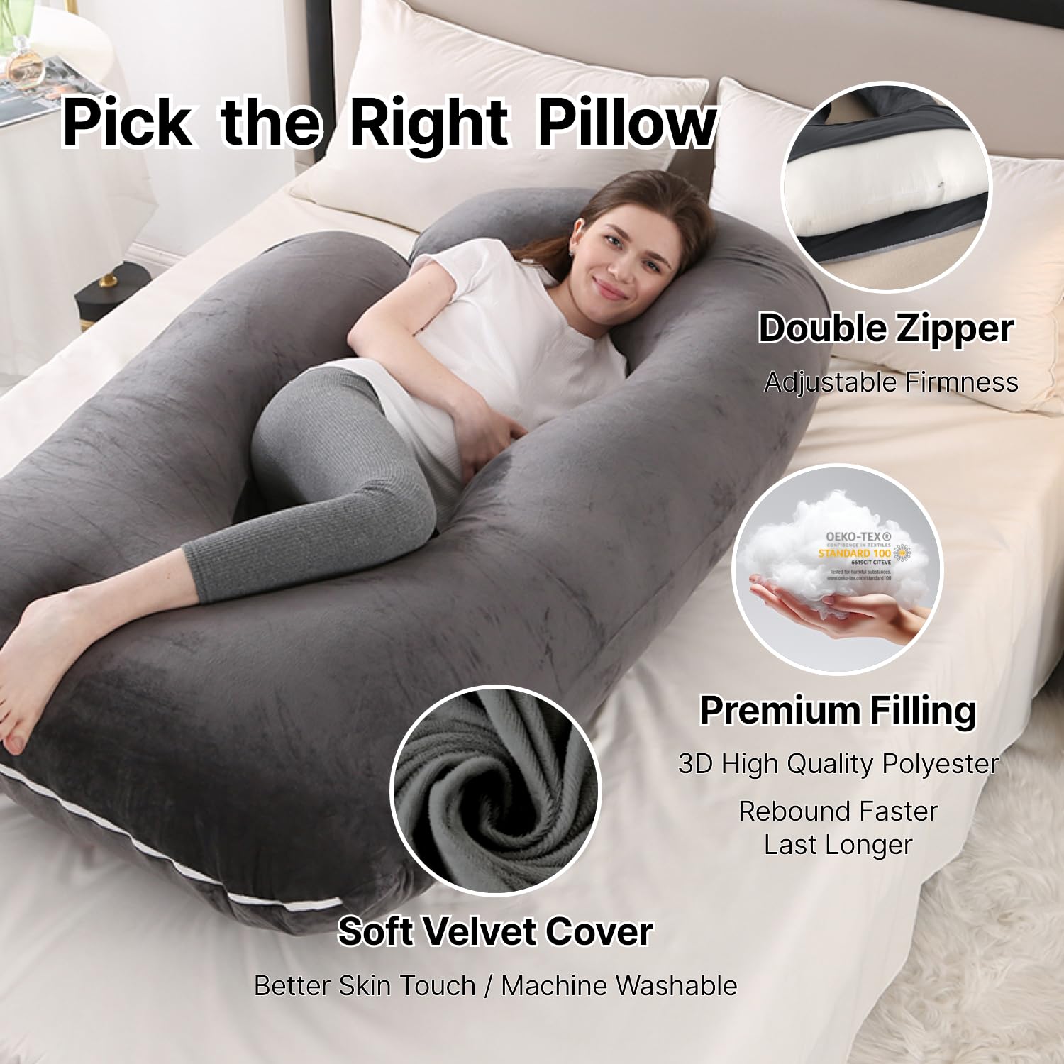 ALLOPERA Pregnancy Pillow, Full Body 57 Inch Maternity Pillow