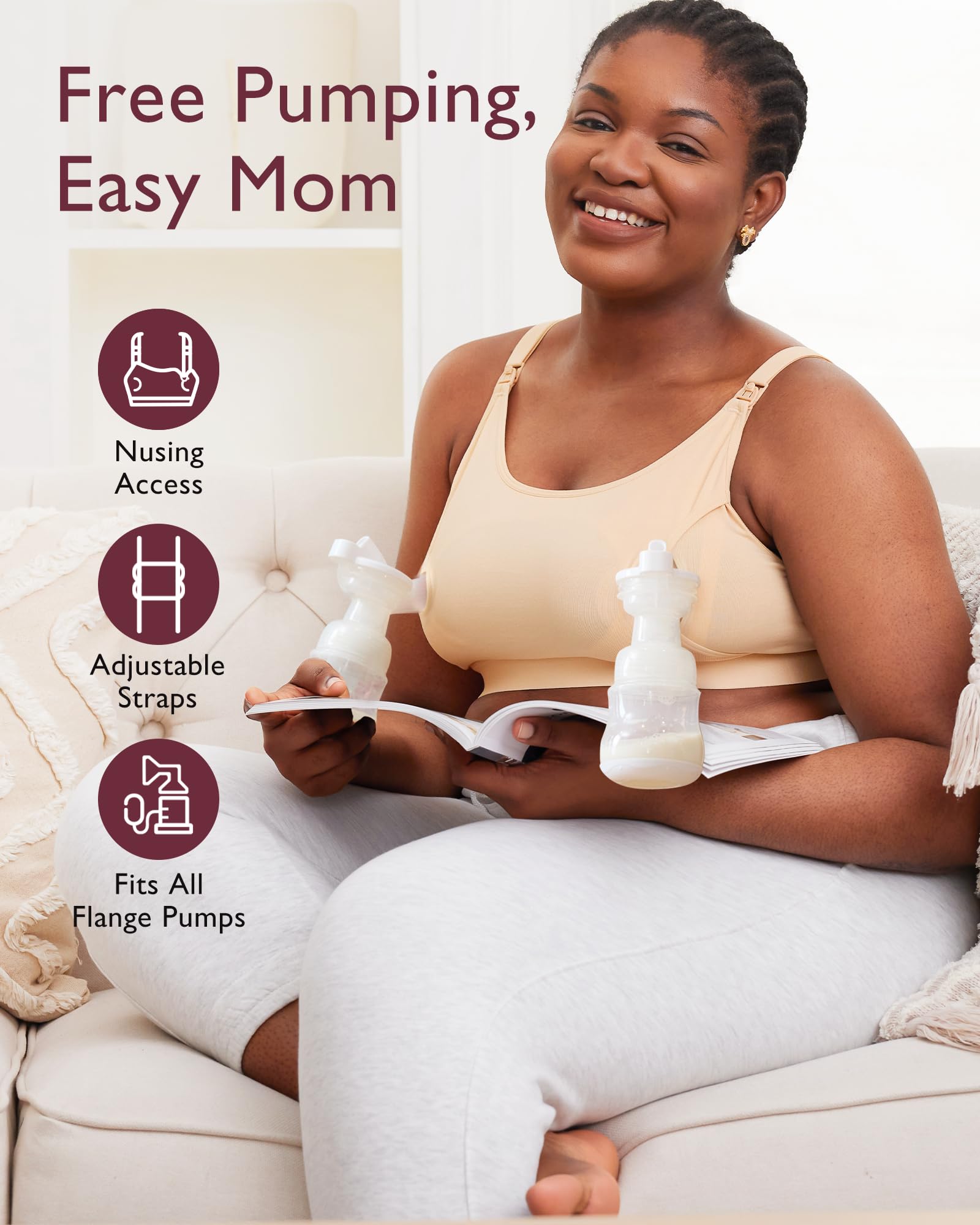 Momcozy  Adjustable Breast-Pumps Holding and Nursing Bra