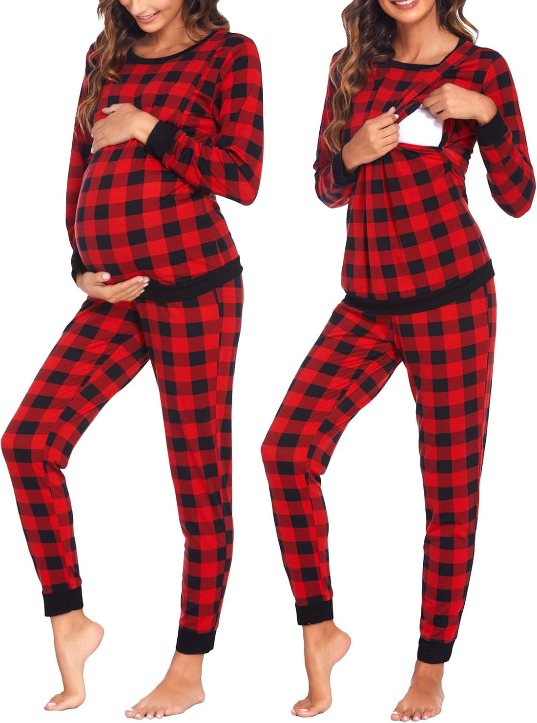 Ekouaer Nursing Pajama Set Long Sleeve Maternity Clothes