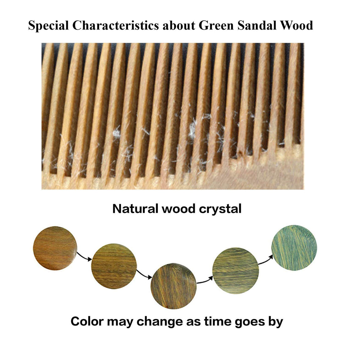 Onedor Handmade 100% Natural Green Sandalwood Hair Combs