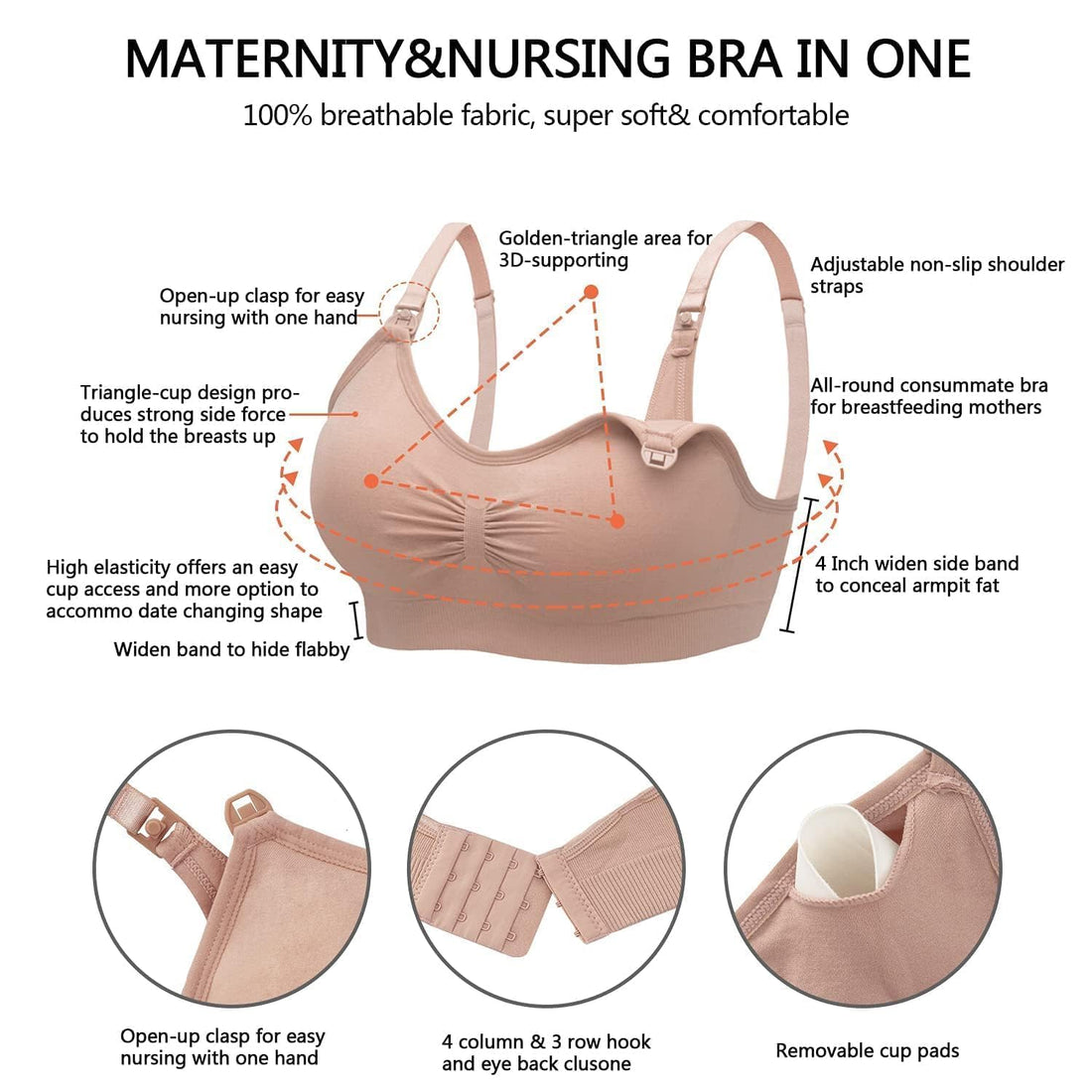 Angelhood 5 Pack Womens Maternity Breastfeeding Nursing  Bra