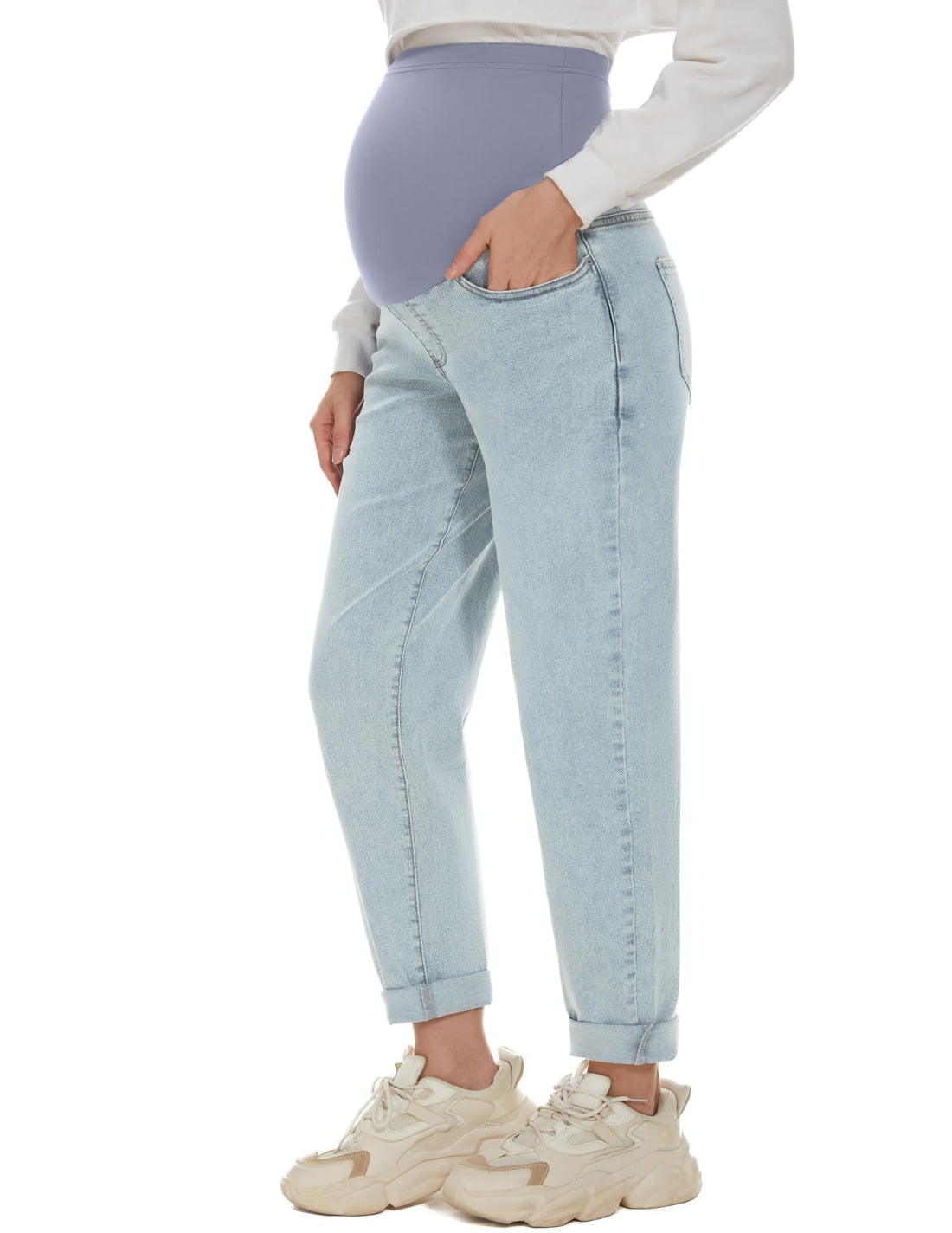 POSHGLAM Women's Maternity Jeans Over Belly Comfy
