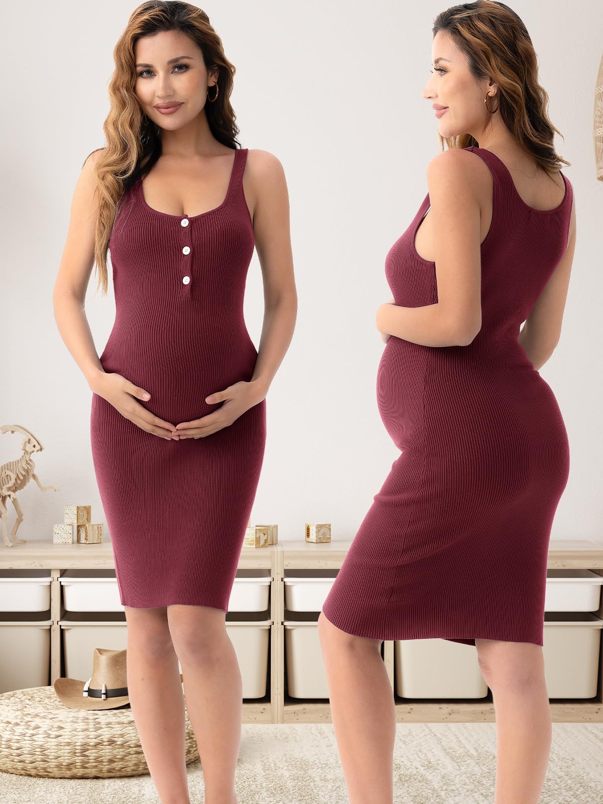 Rnxrbb Stripe Button Maternity Dress