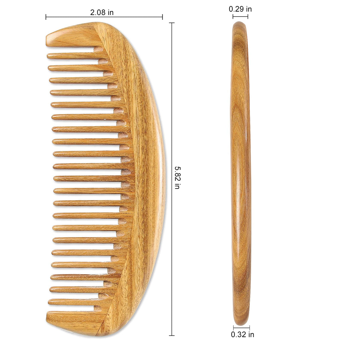 Onedor Handmade 100% Natural Green Sandalwood Hair Combs
