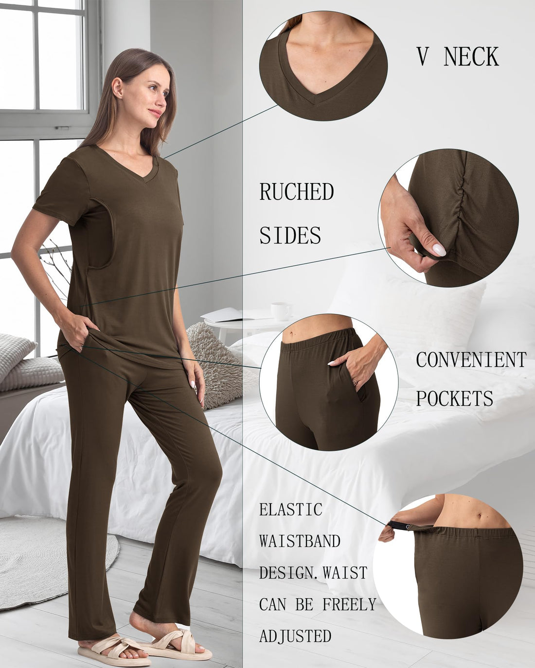 Rnxrbb 3 Piece Women's Maternity Nursing Pajamas Set