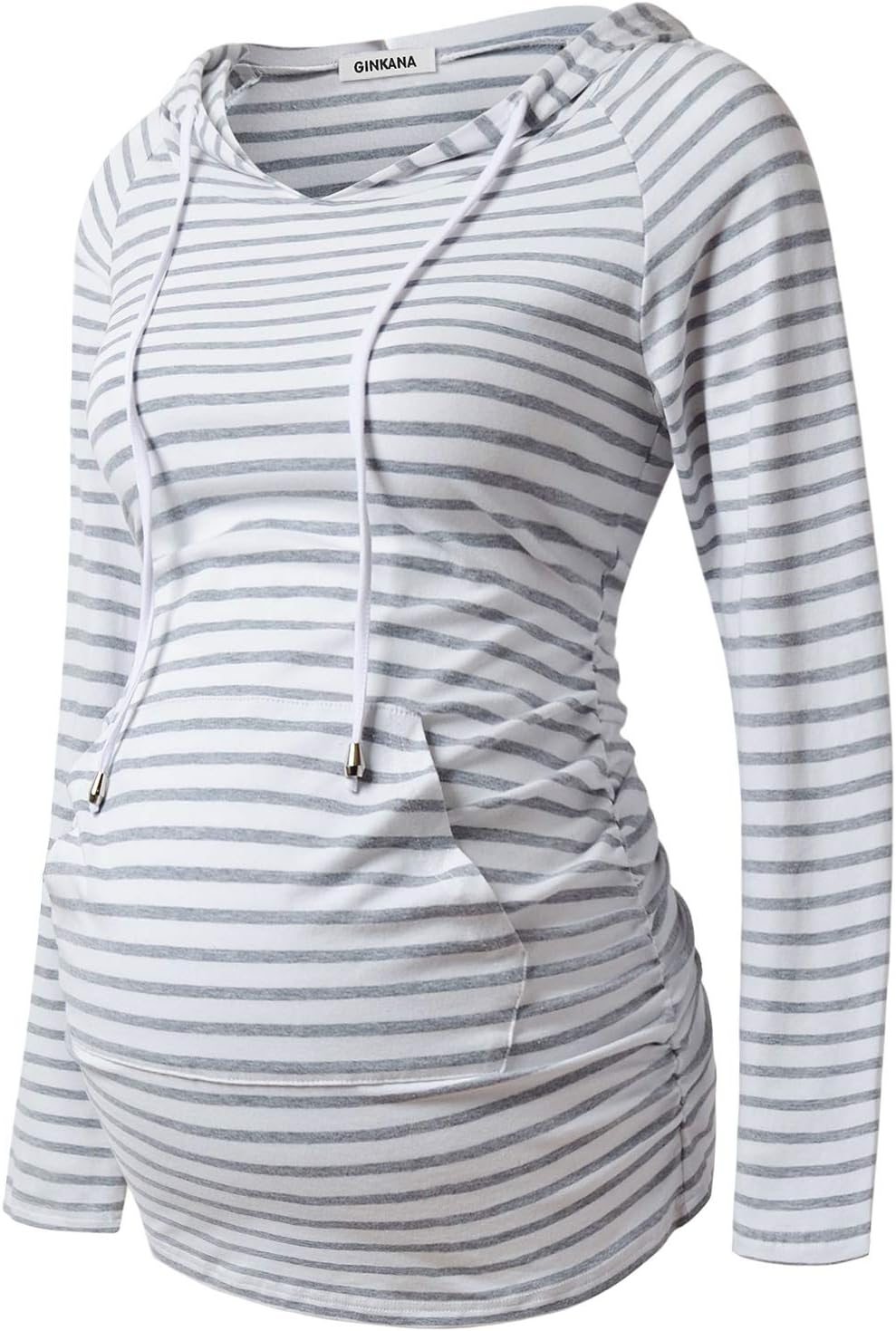 GINKANA Maternity Hoodie Long Sleeves Shirts Casual Maternity Top