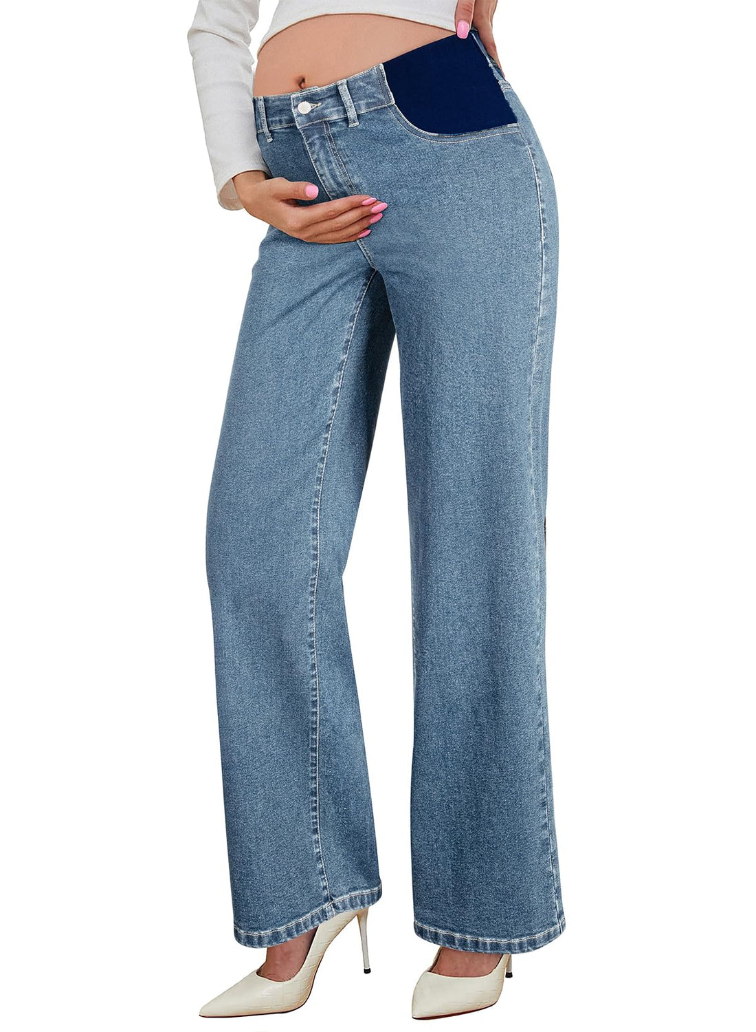 BLENCOT Women's Maternity Pants  with Pockets