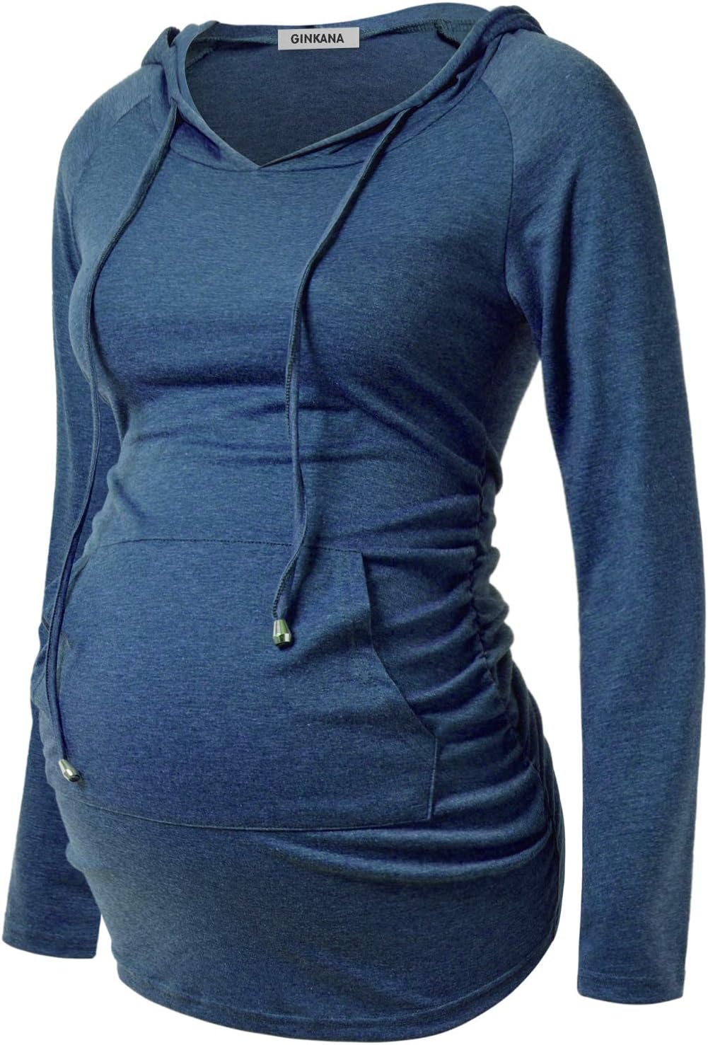 GINKANA Maternity Hoodie Long Sleeves Shirts Casual Maternity Top
