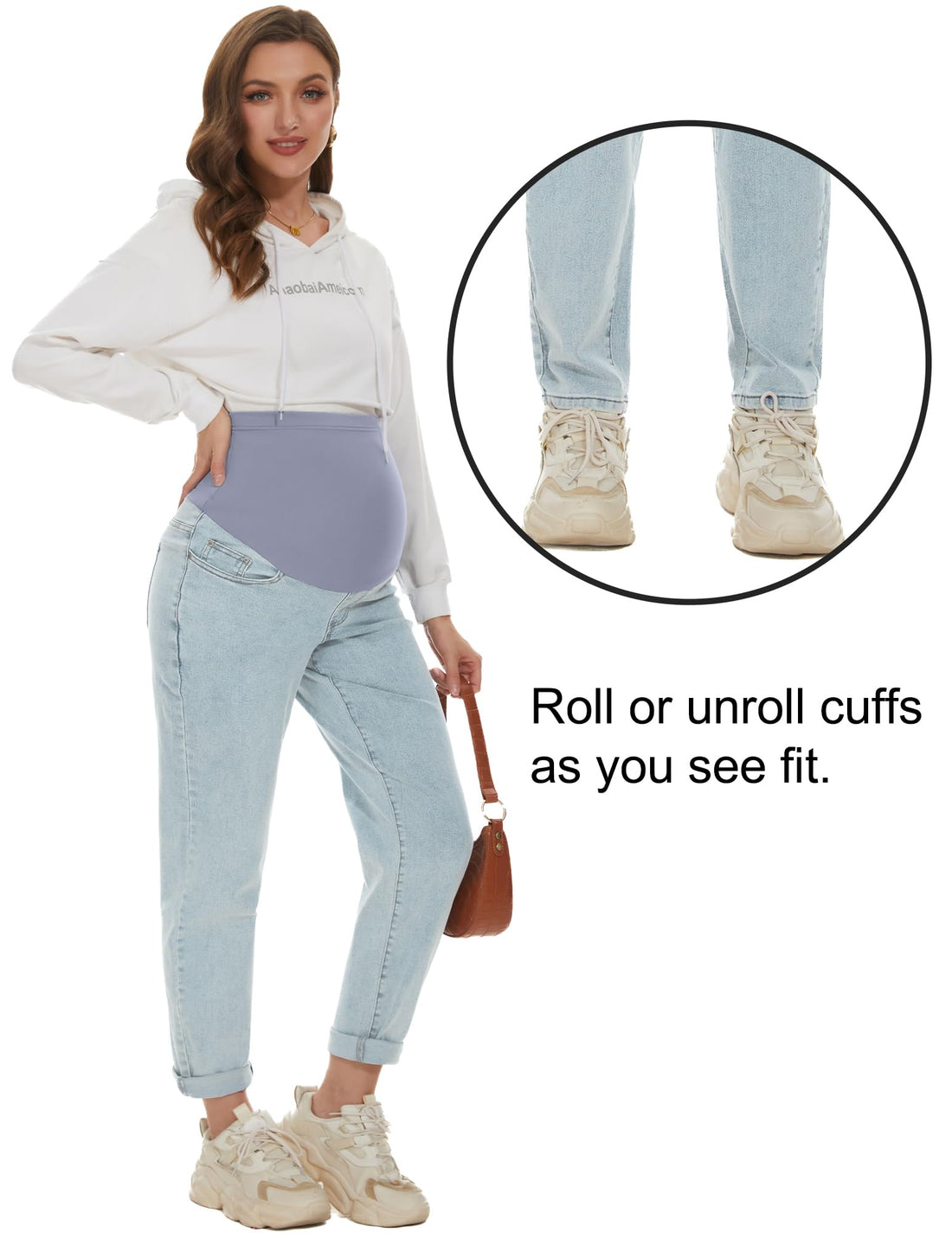 POSHGLAM Women's Maternity Jeans Over Belly Comfy