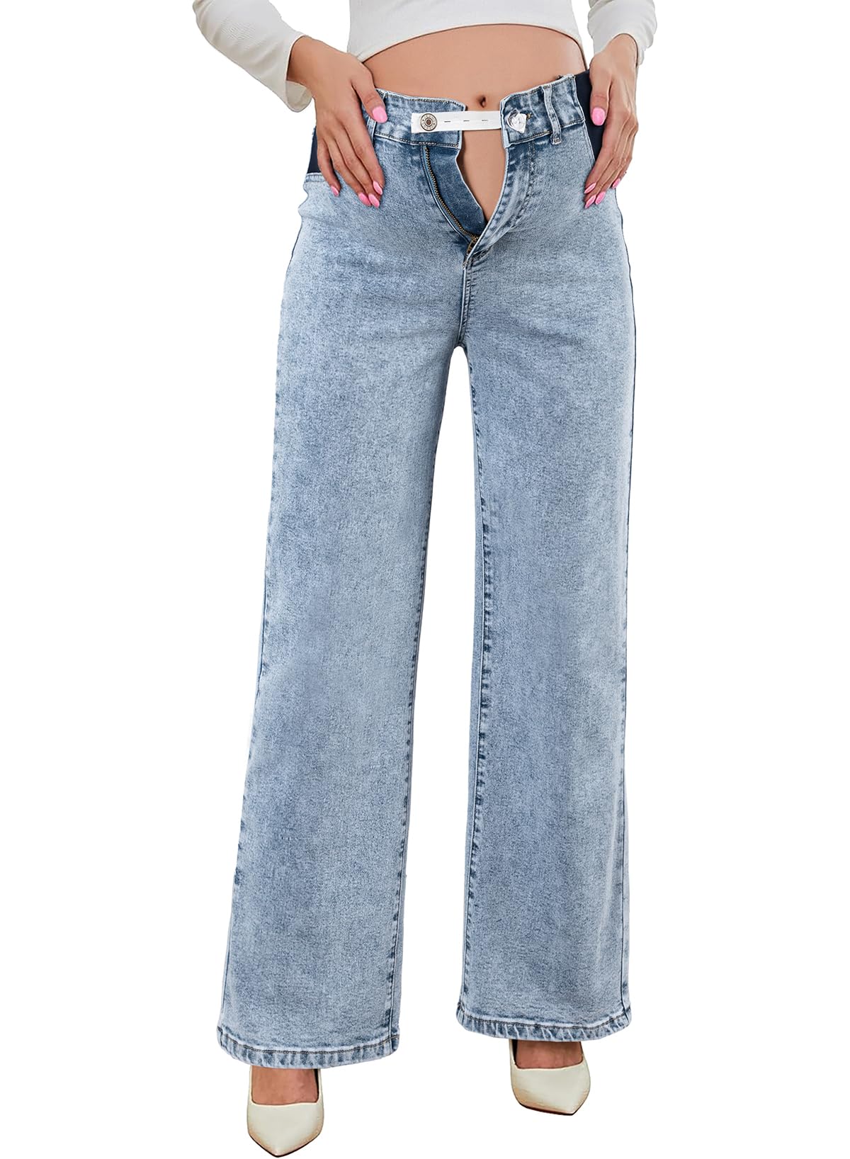 BLENCOT Women's Maternity Pants  with Pockets