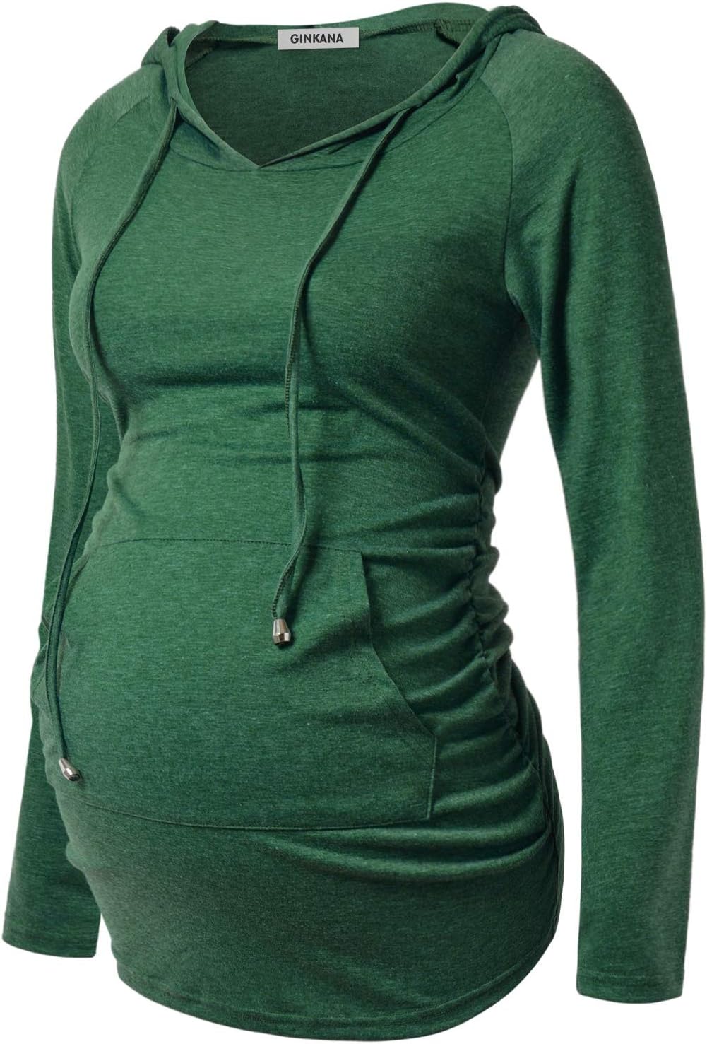 GINKANA Maternity Hoodie Long Sleeves Shirts Casual Maternity Top