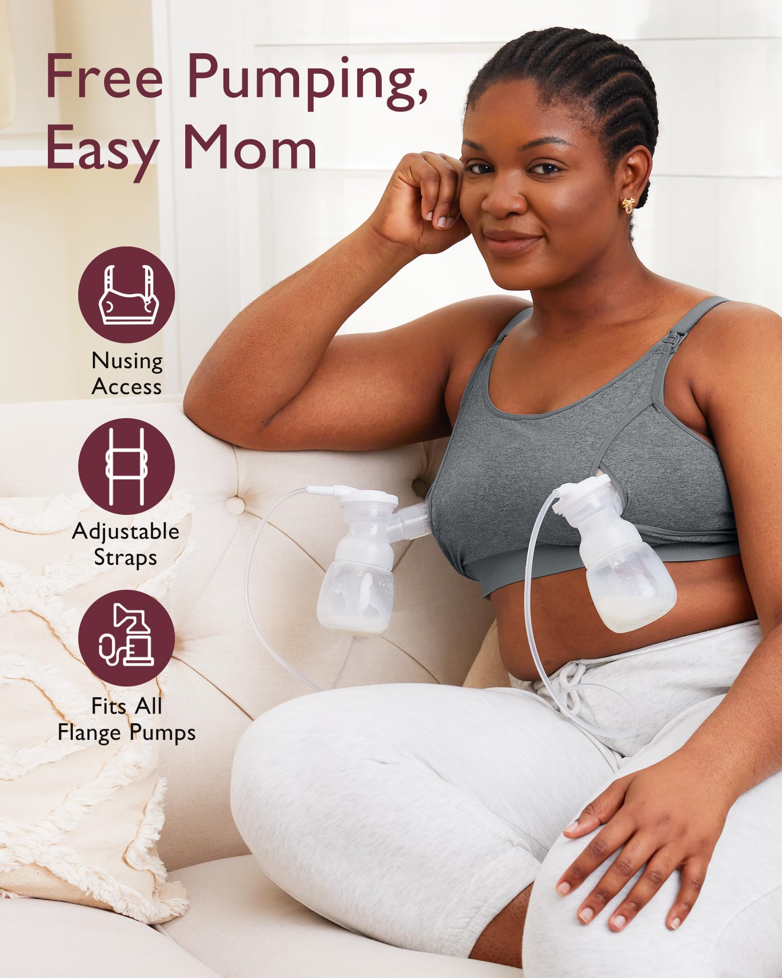 Momcozy  Adjustable Breast-Pumps Holding and Nursing Bra