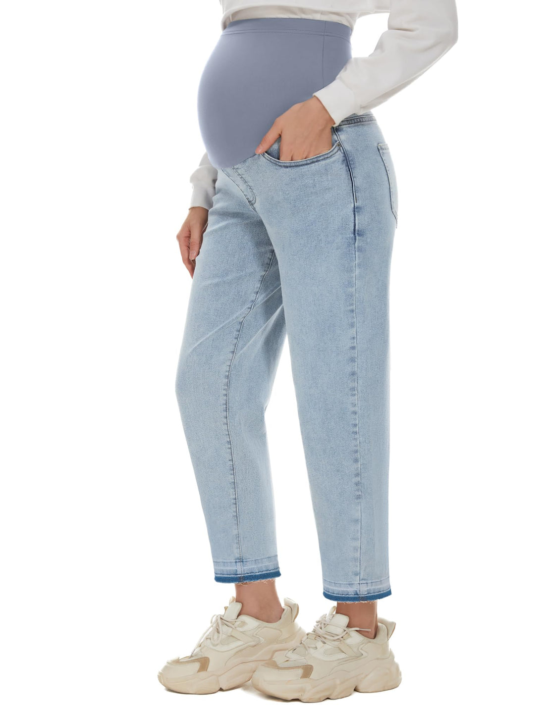 POSHGLAM Women's Maternity Jeans Over Belly Comfy