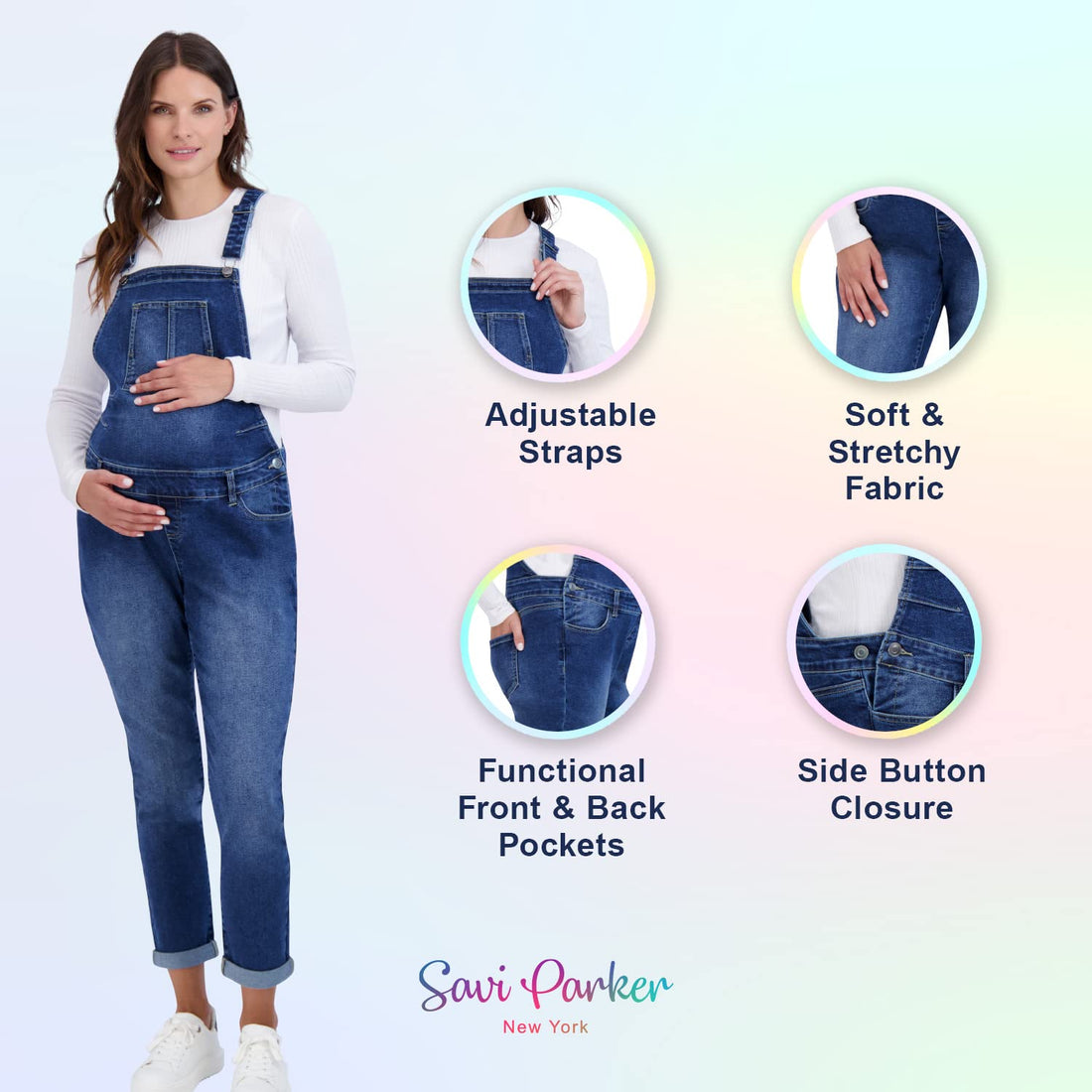 Women’s Maternity Comfy Denim Bib Straight Leg Overalls Women Jumpsuits