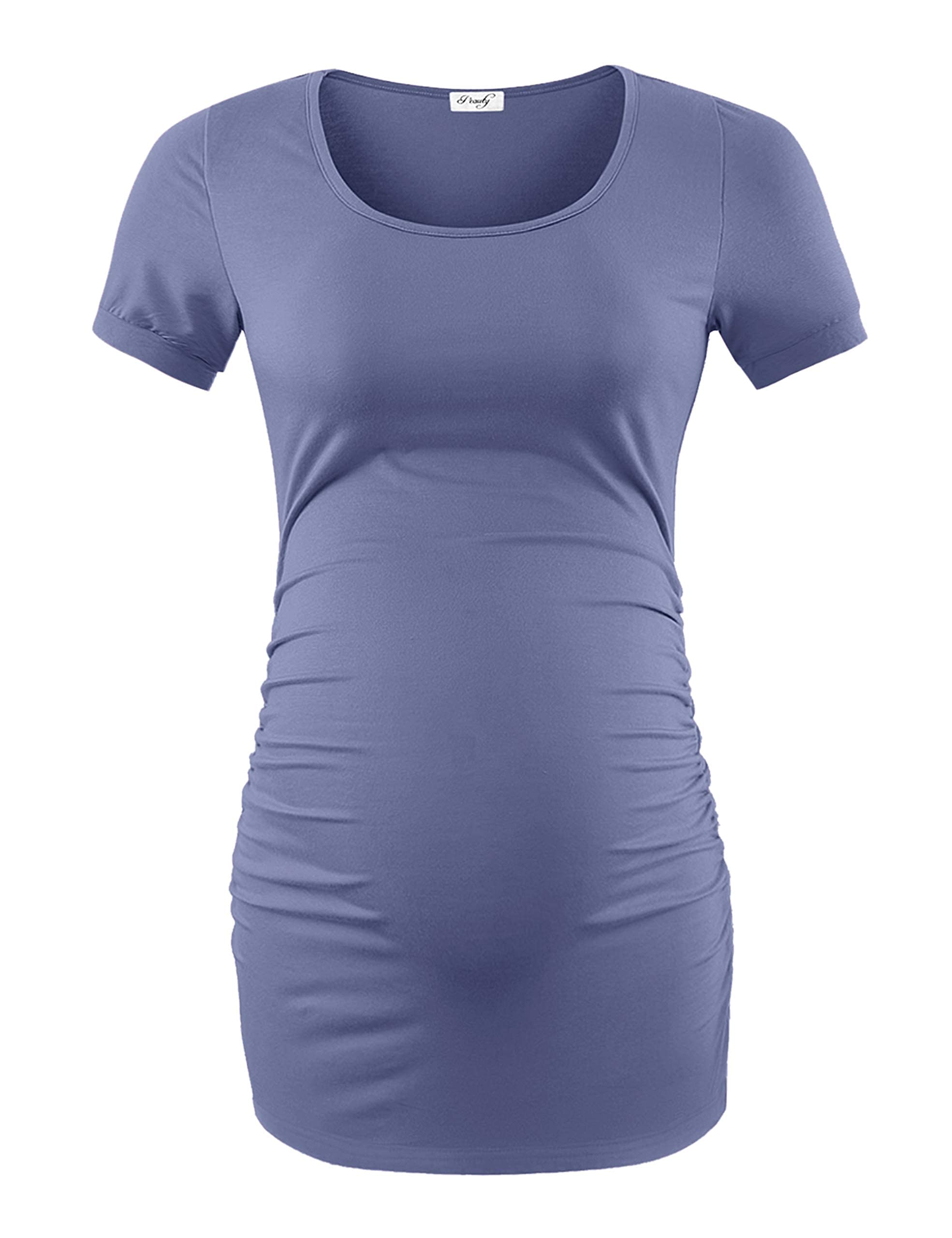 Peauty White Maternity Tops  for Women Side Ruched T Shirts