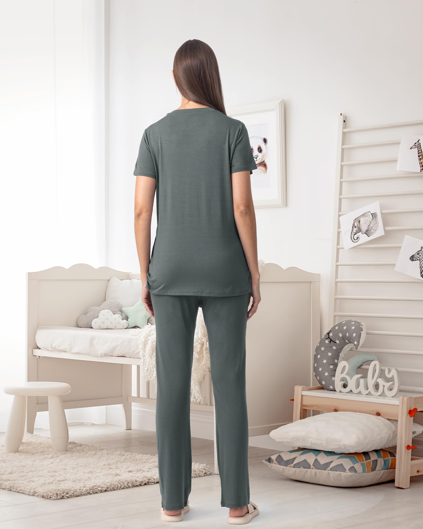 Rnxrbb 3 Piece Women's Maternity Nursing Pajamas Set