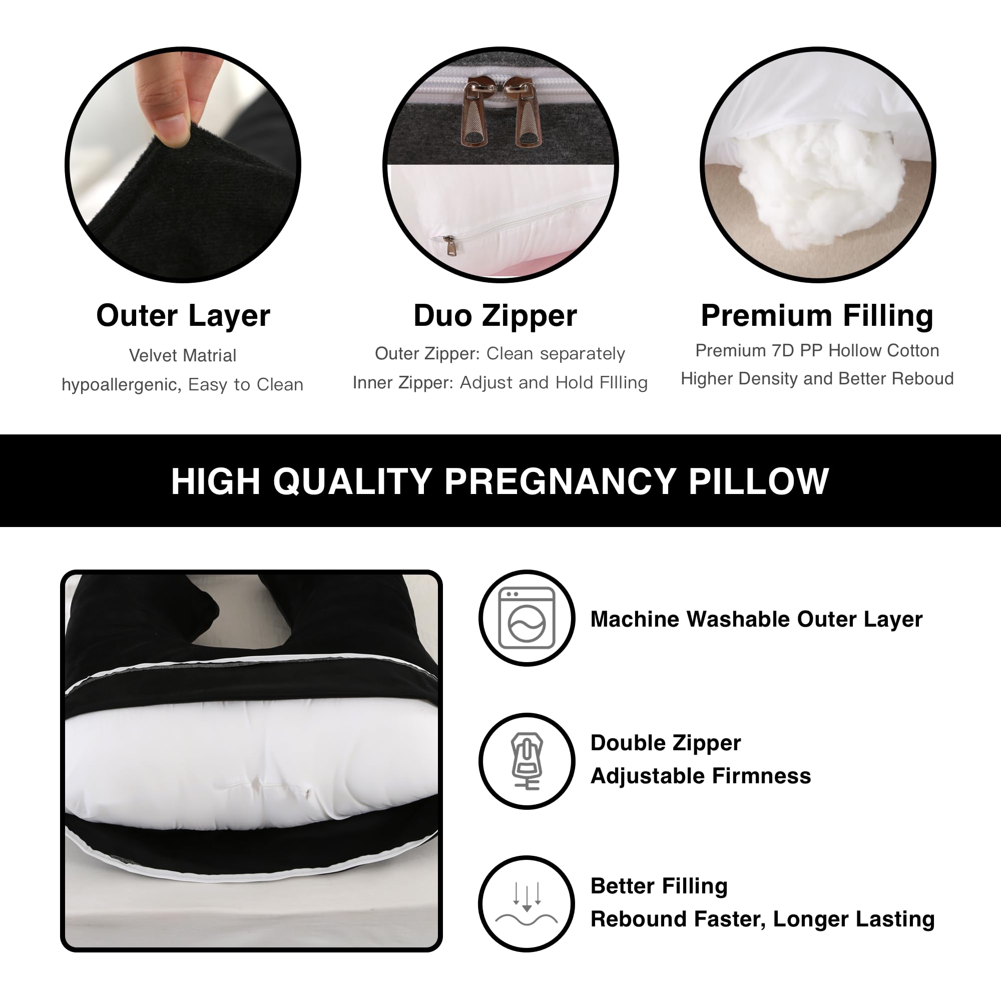ALLOPERA Pregnancy Pillow, Full Body 57 Inch Maternity Pillow
