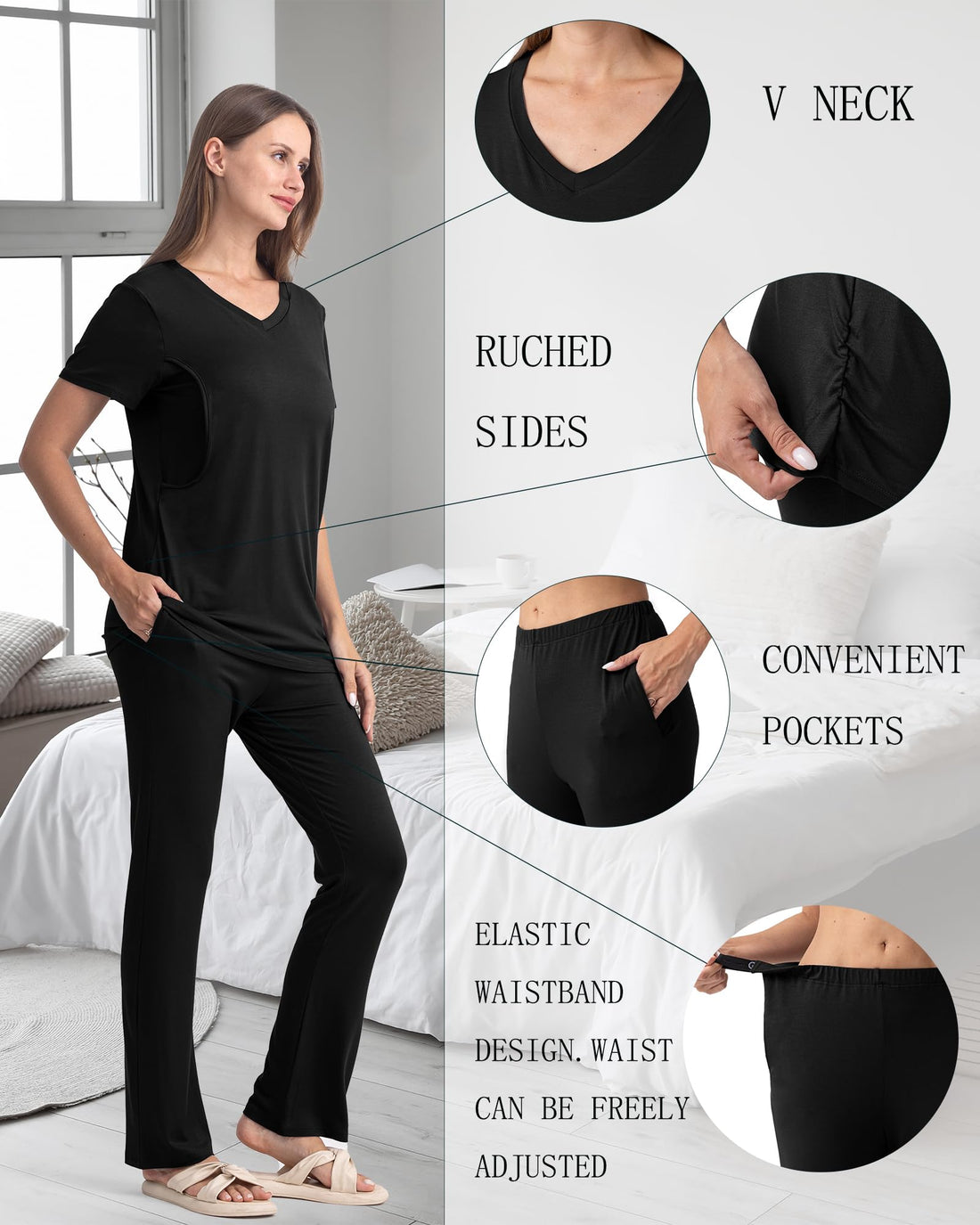 Rnxrbb 3 Piece Women's Maternity Nursing Pajamas Set