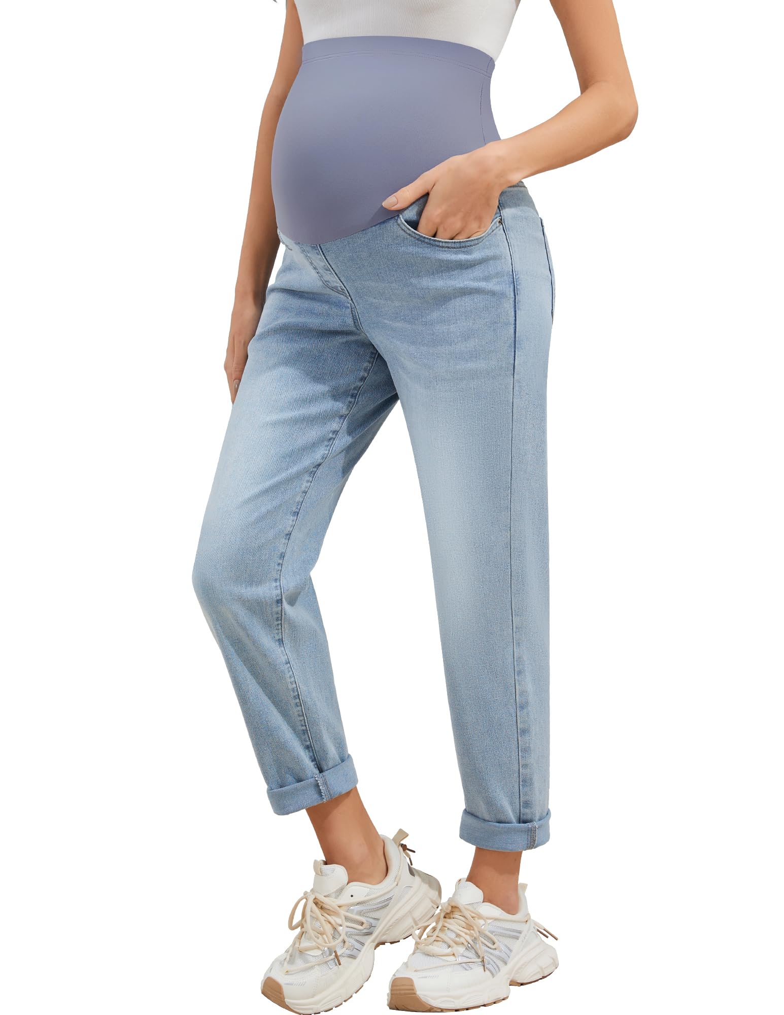 POSHGLAM Women's Maternity Jeans Over Belly Comfy