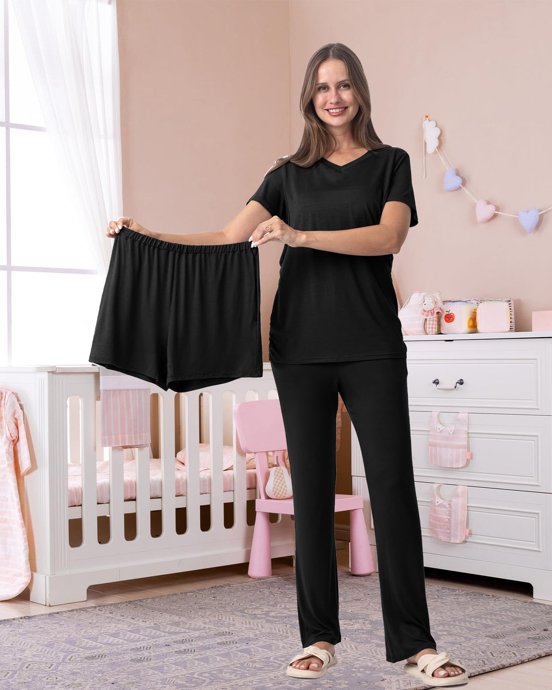 Rnxrbb 3 Piece Women's Maternity Nursing Pajamas Set