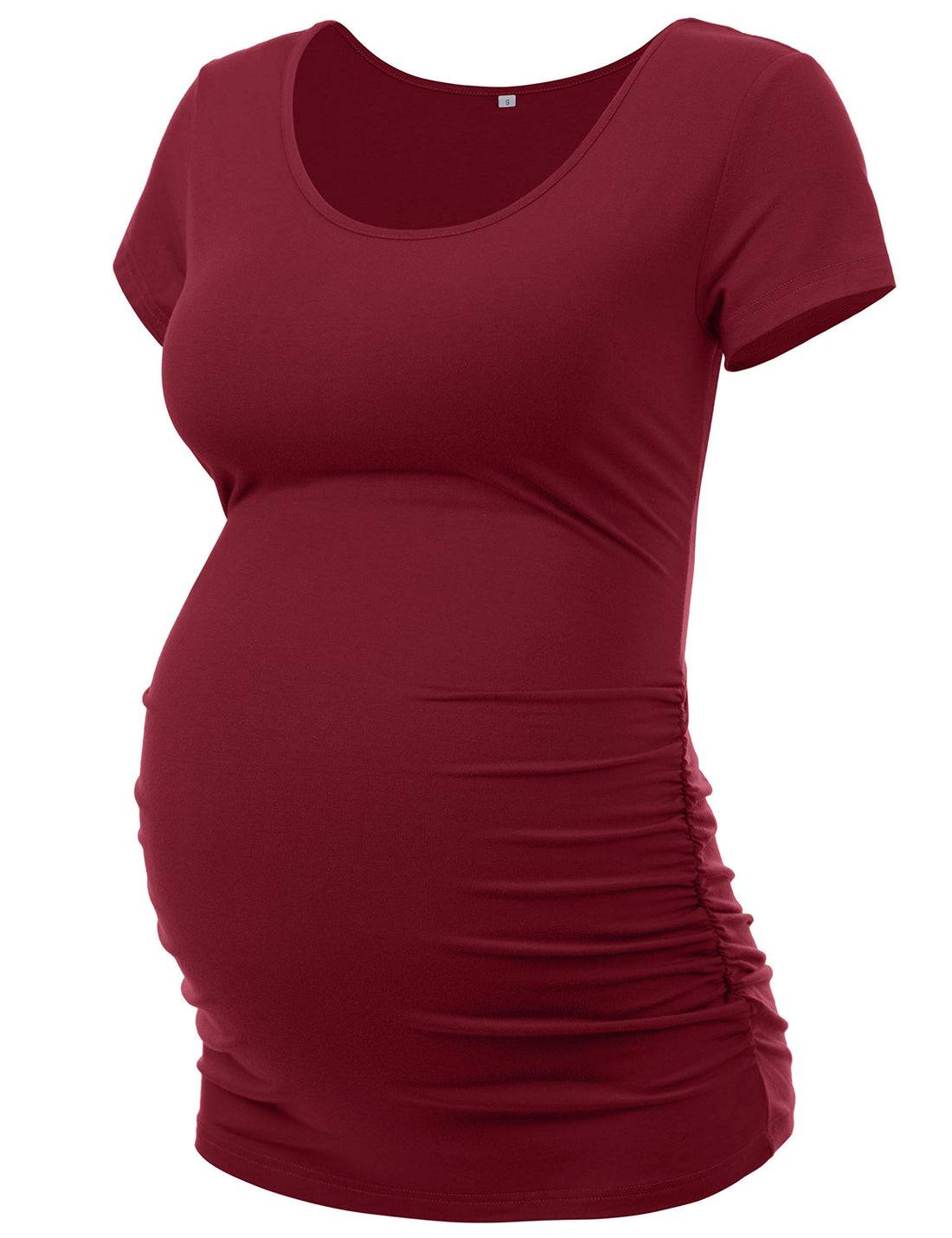 Peauty White Maternity Tops  for Women Side Ruched T Shirts