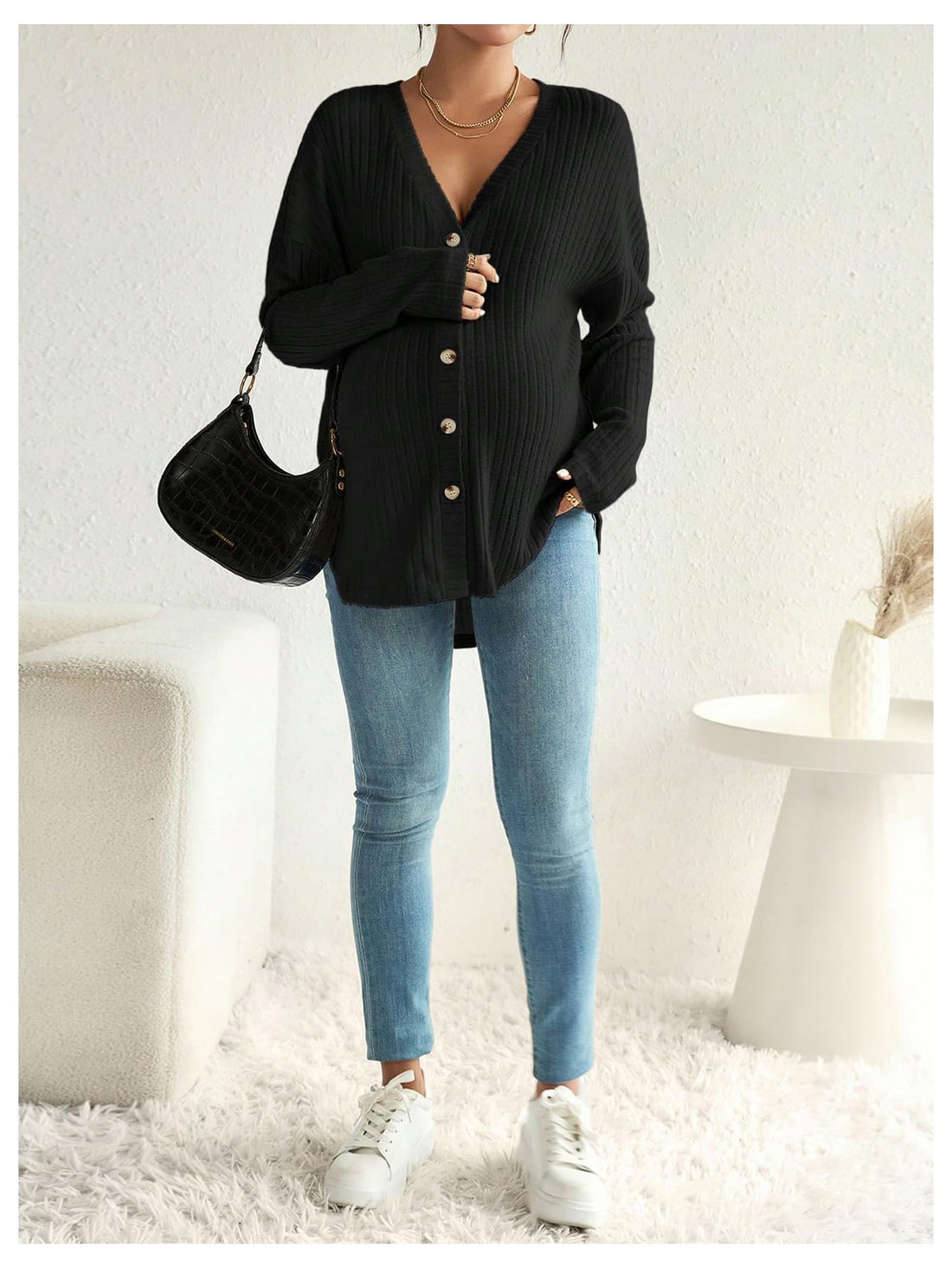 MakeMeChic Women's Shirts Knit Button Down Nursing Top