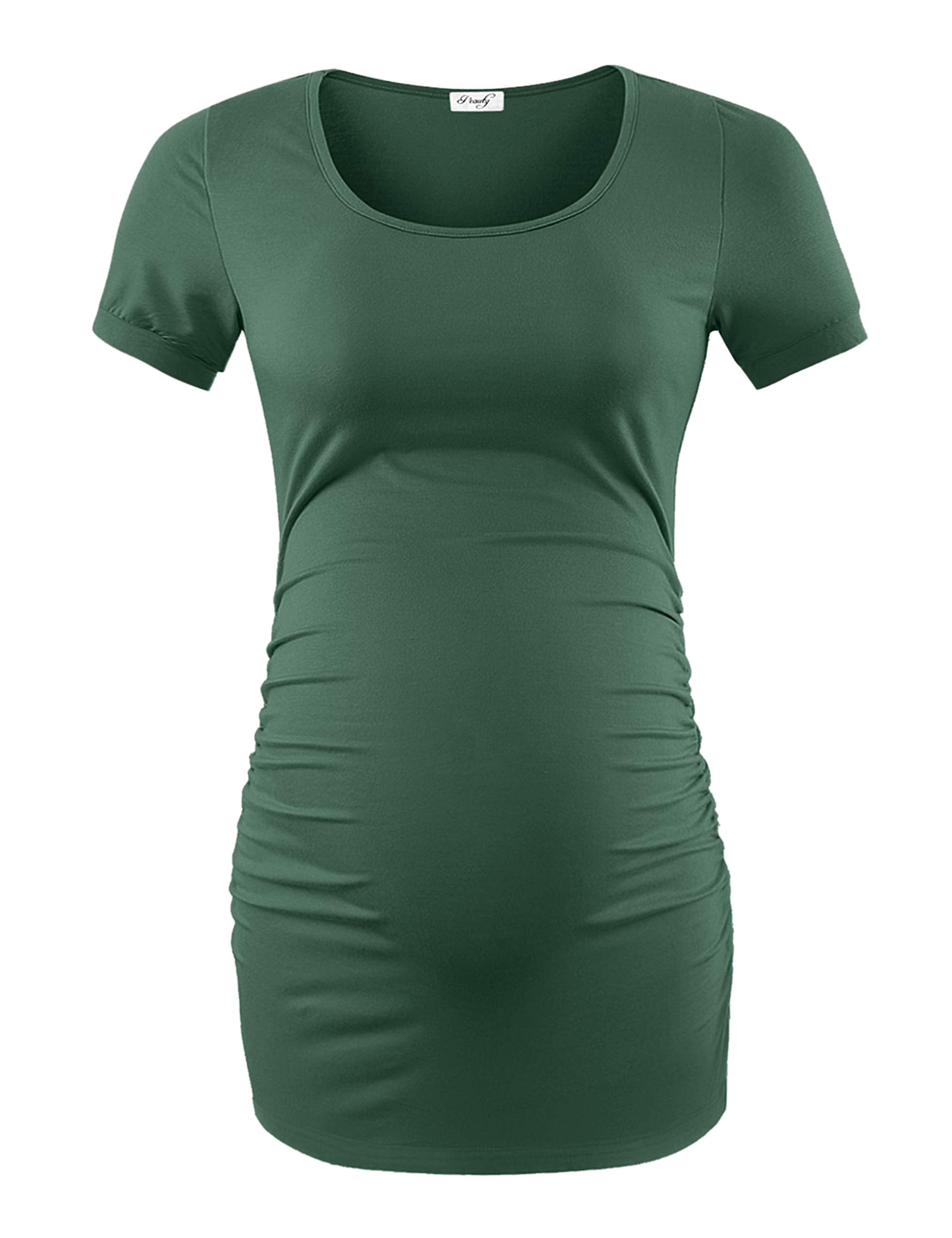 Peauty White Maternity Tops  for Women Side Ruched T Shirts