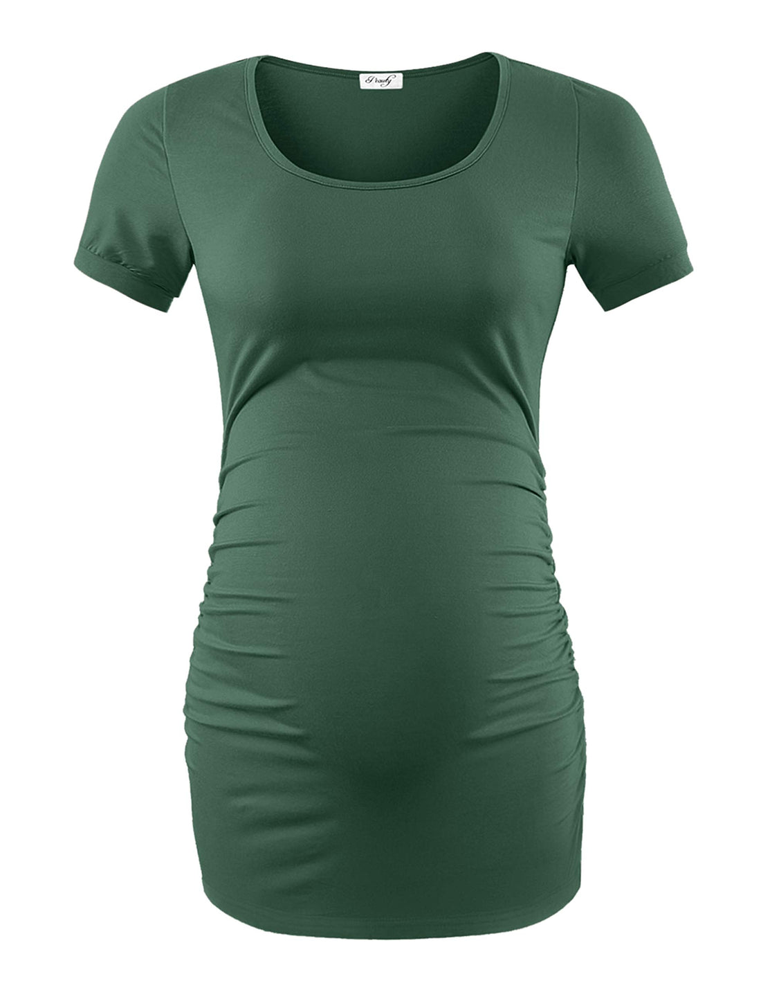 Peauty White Maternity Tops  for Women Side Ruched T Shirts