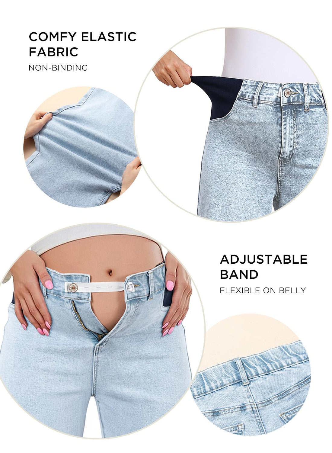 BLENCOT Women's Maternity Pants  with Pockets