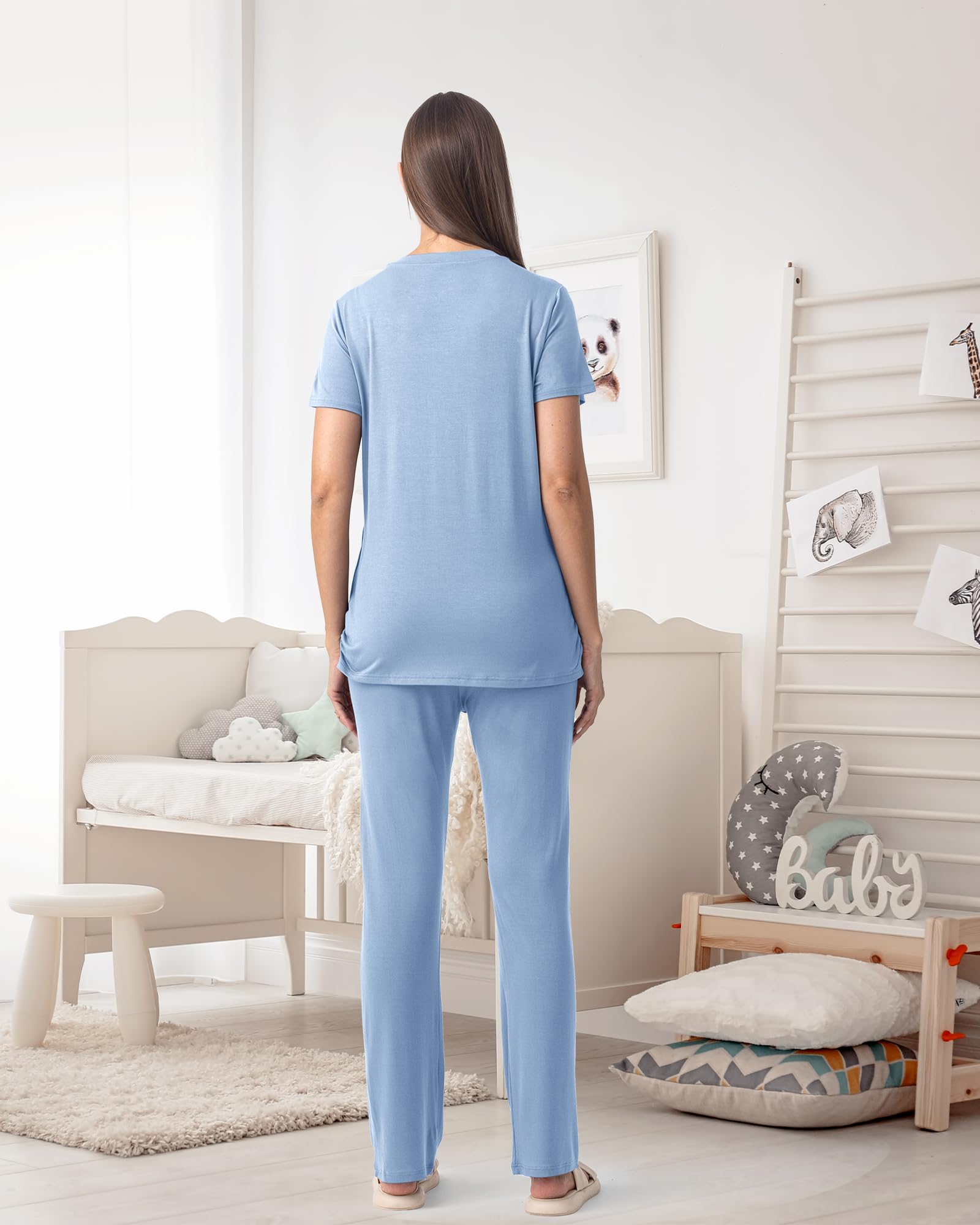 Rnxrbb 3 Piece Women's Maternity Nursing Pajamas Set