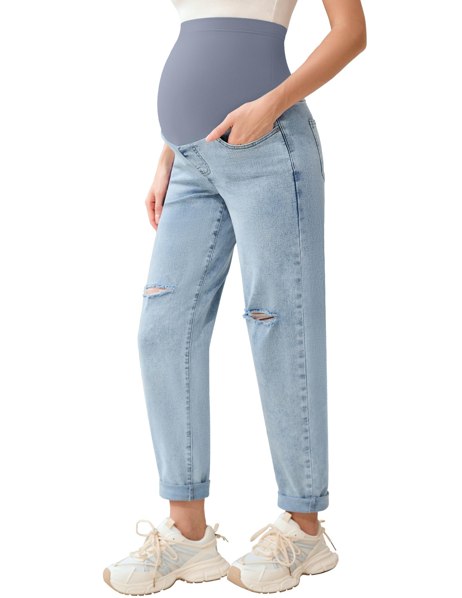 POSHGLAM Women's Maternity Jeans Over Belly Comfy