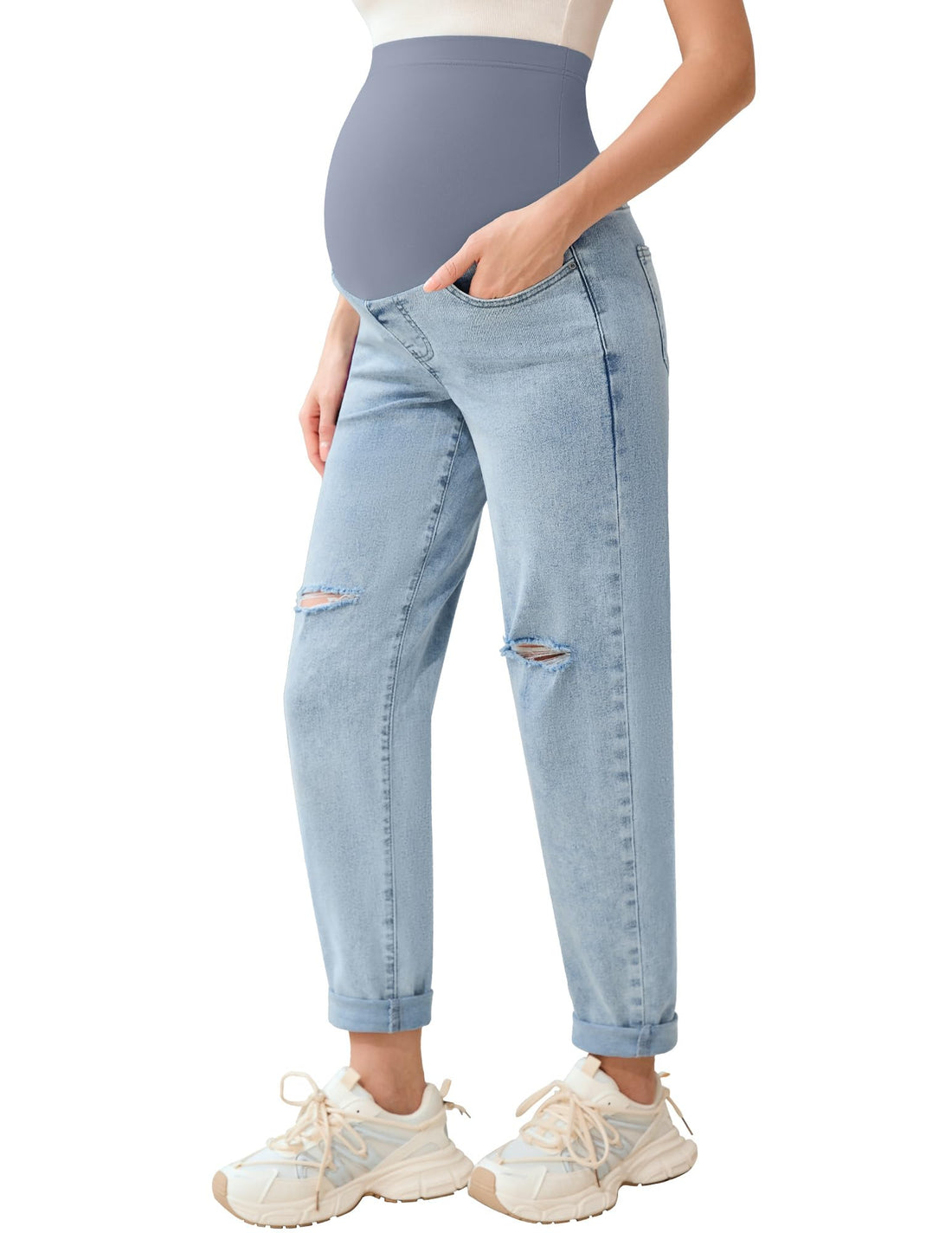 POSHGLAM Women's Maternity Jeans Over Belly Comfy
