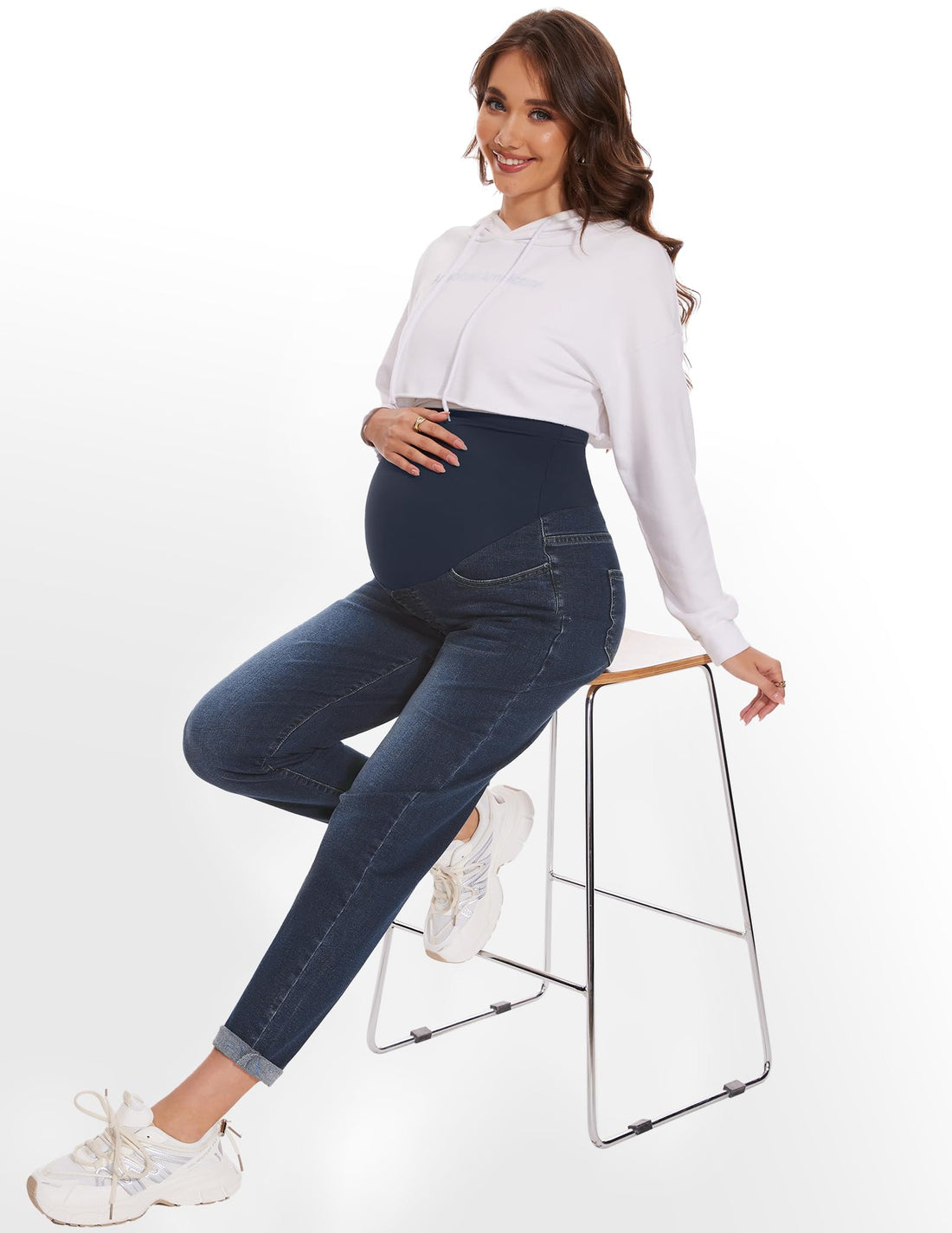 POSHGLAM Women's Maternity Jeans Over Belly Comfy
