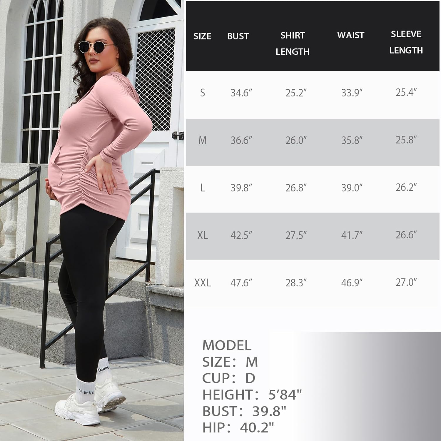 GINKANA Maternity Hoodie Long Sleeves Shirts Casual Maternity Top