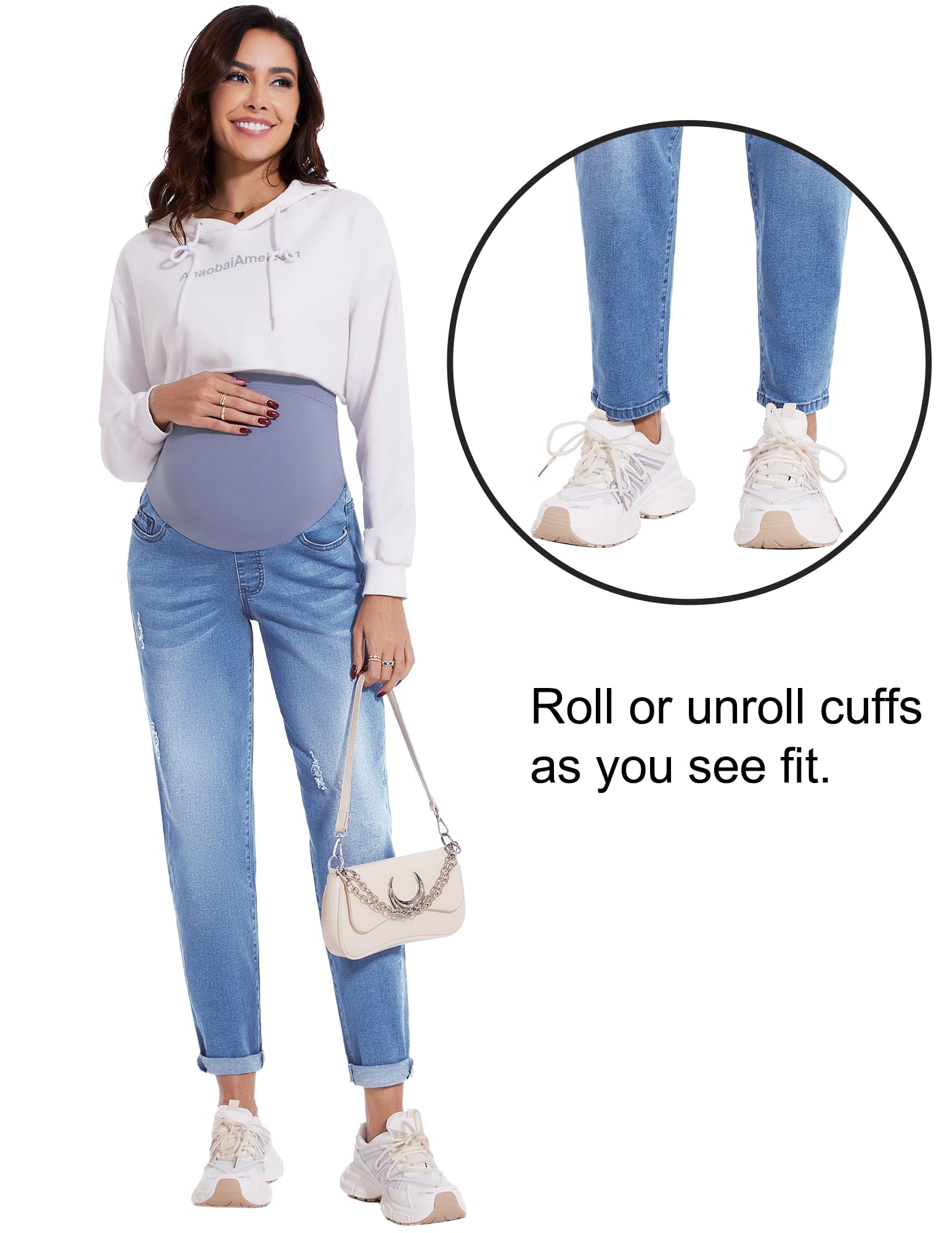 POSHGLAM Women's Maternity Jeans Over Belly Comfy