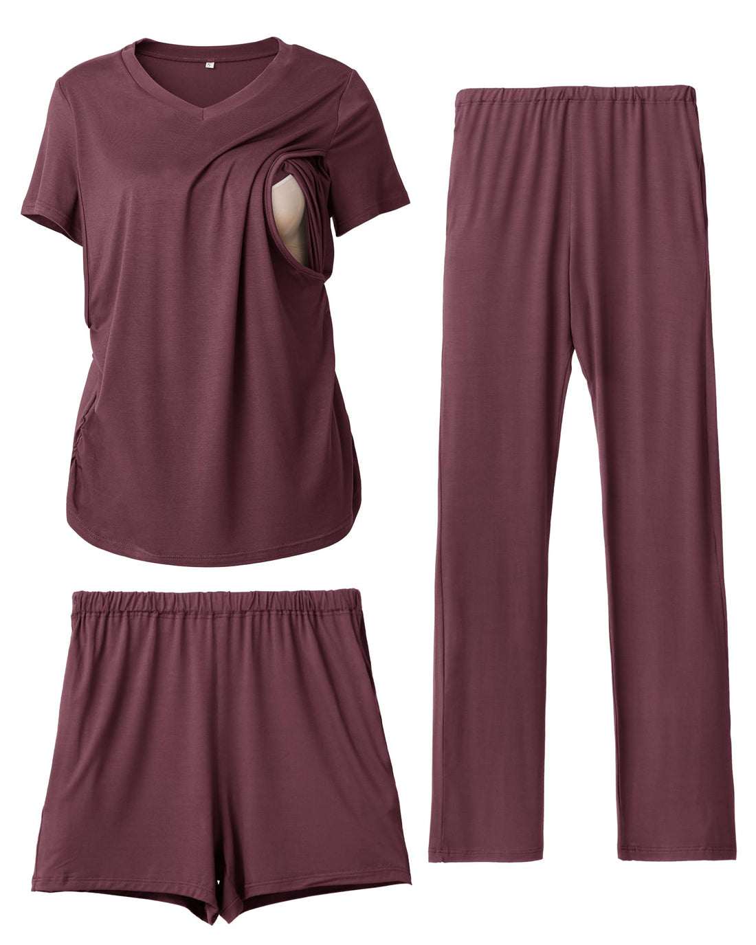 Rnxrbb 3 Piece Women's Maternity Nursing Pajamas Set