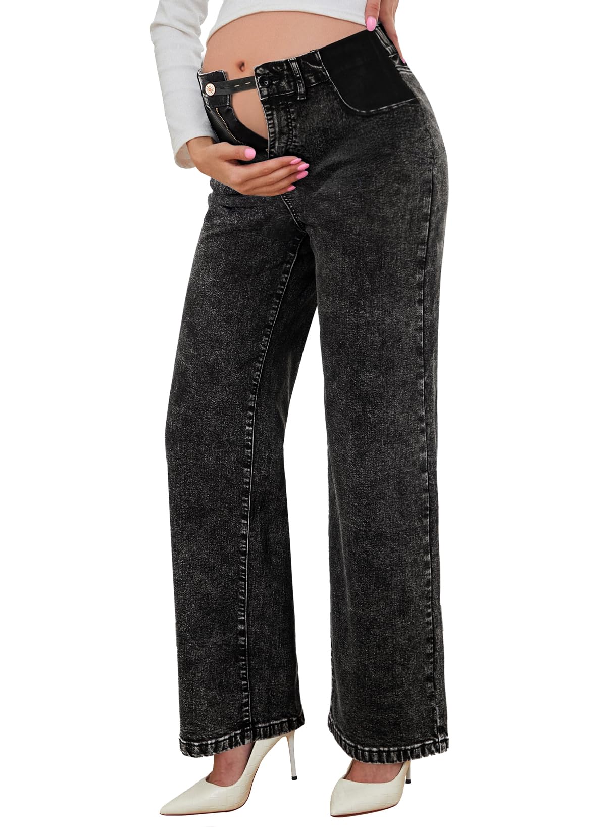 BLENCOT Women's Maternity Pants  with Pockets