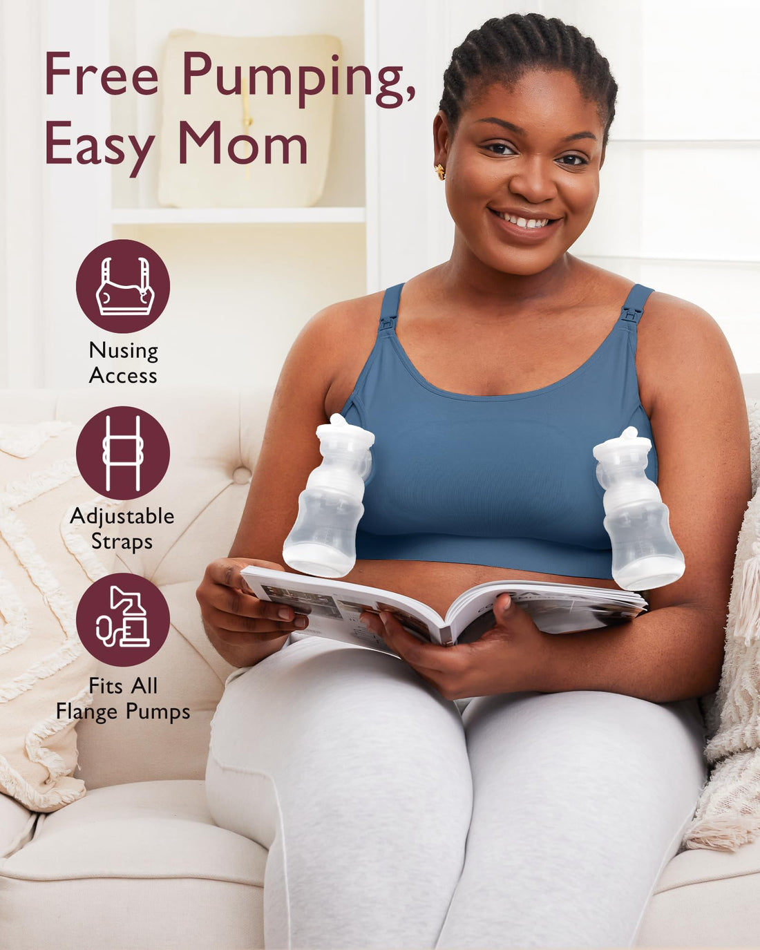Momcozy  Adjustable Breast-Pumps Holding and Nursing Bra