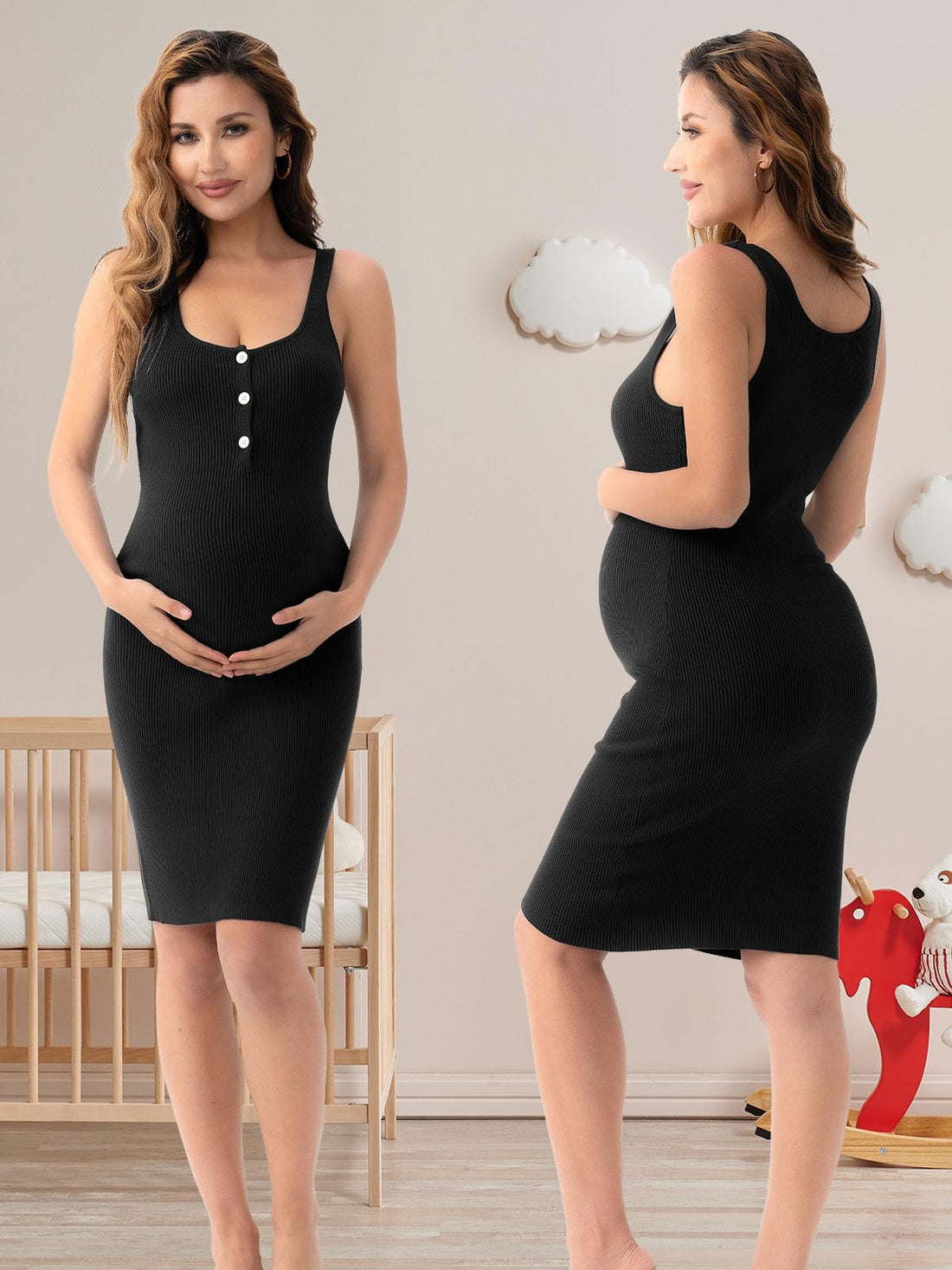 Rnxrbb Stripe Button Maternity Dress