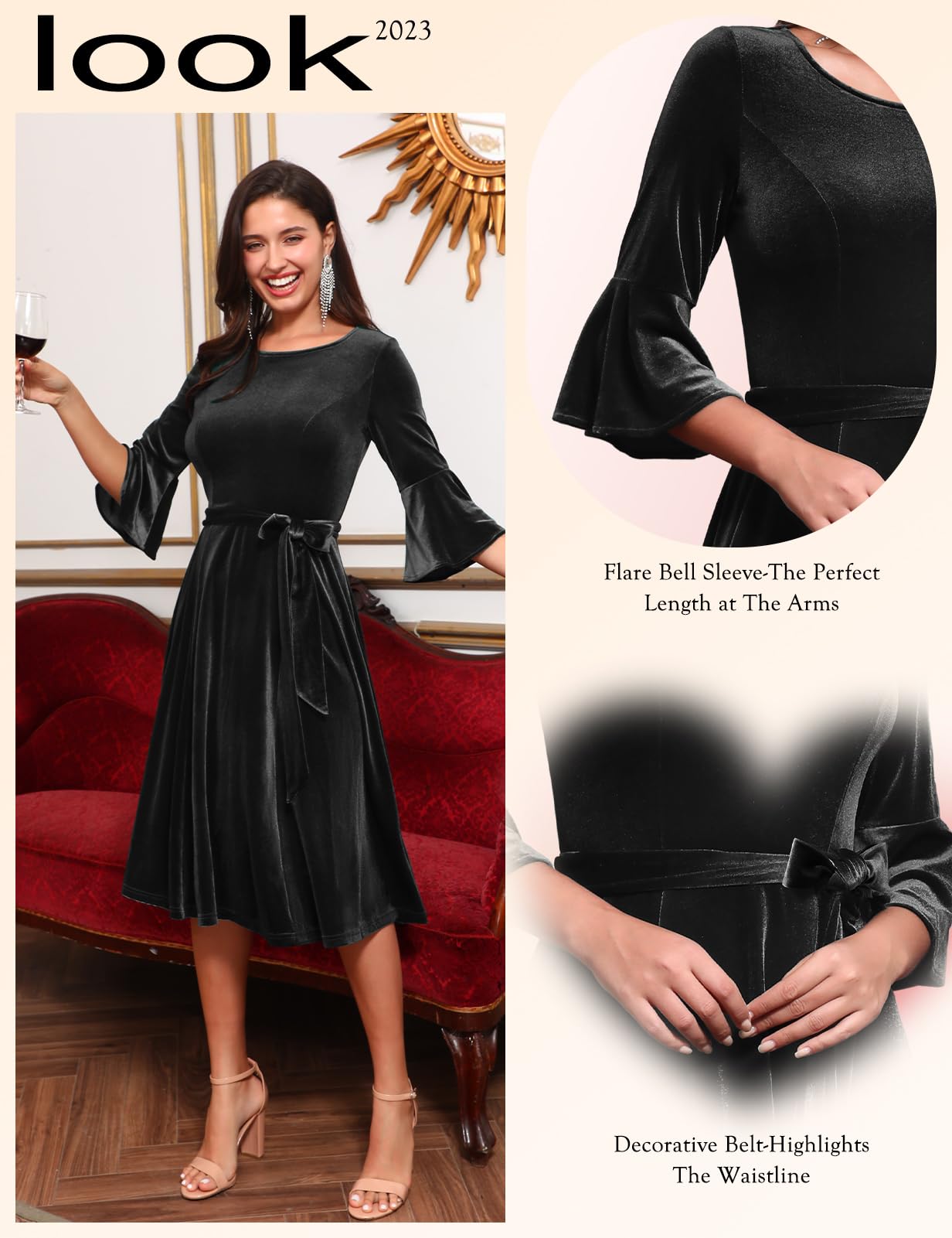 Plus Size Vintage Red Velvet Christmas Party Dress