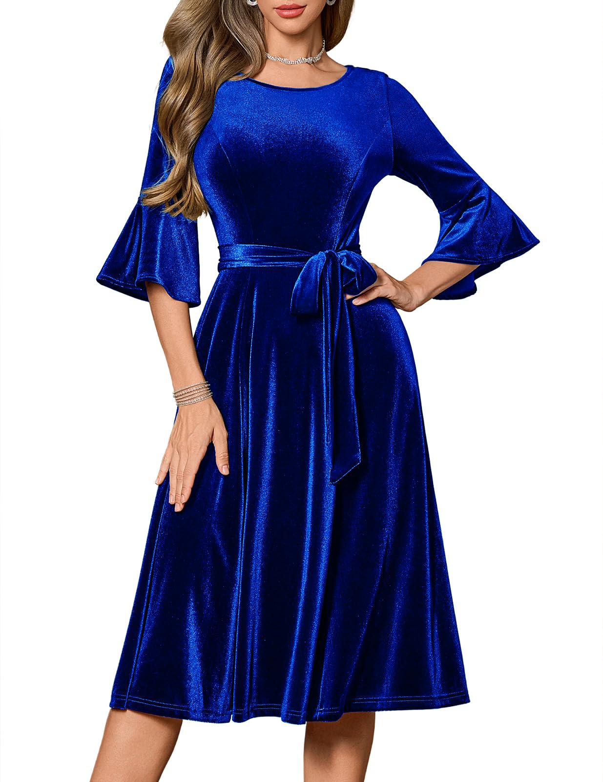 Plus Size Vintage Red Velvet Christmas Party Dress