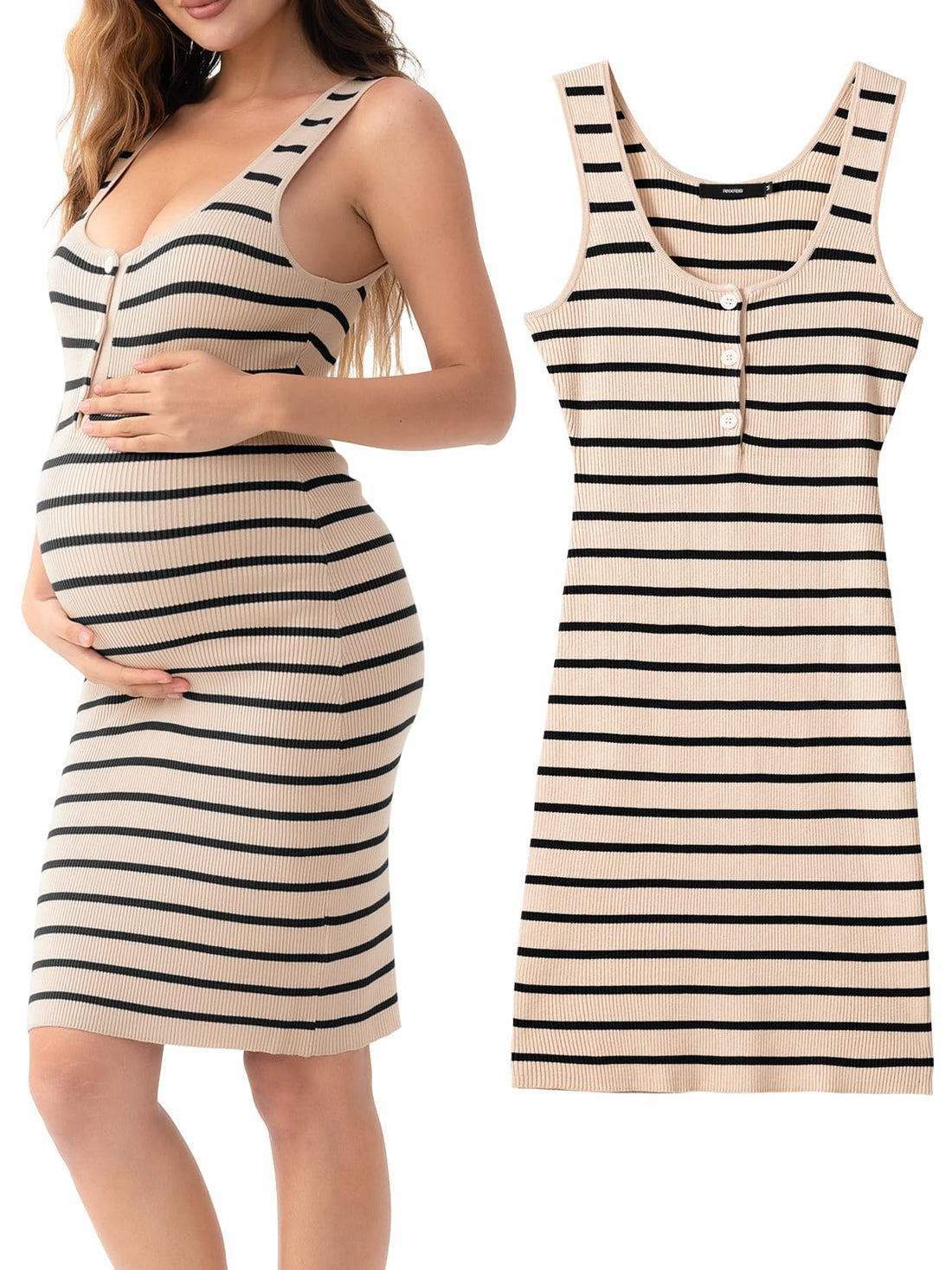 Rnxrbb Stripe Button Maternity Dress