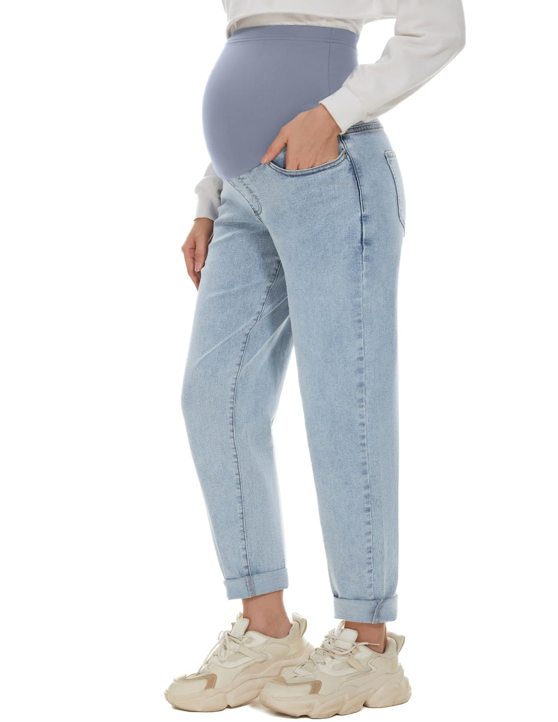 POSHGLAM Women's Maternity Jeans Over Belly Comfy